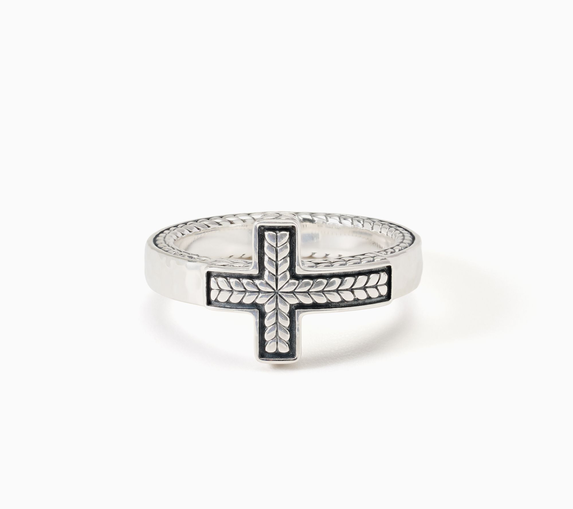 JAI x Alberti Sterling Silver Basketweave Cross Ring | QVC