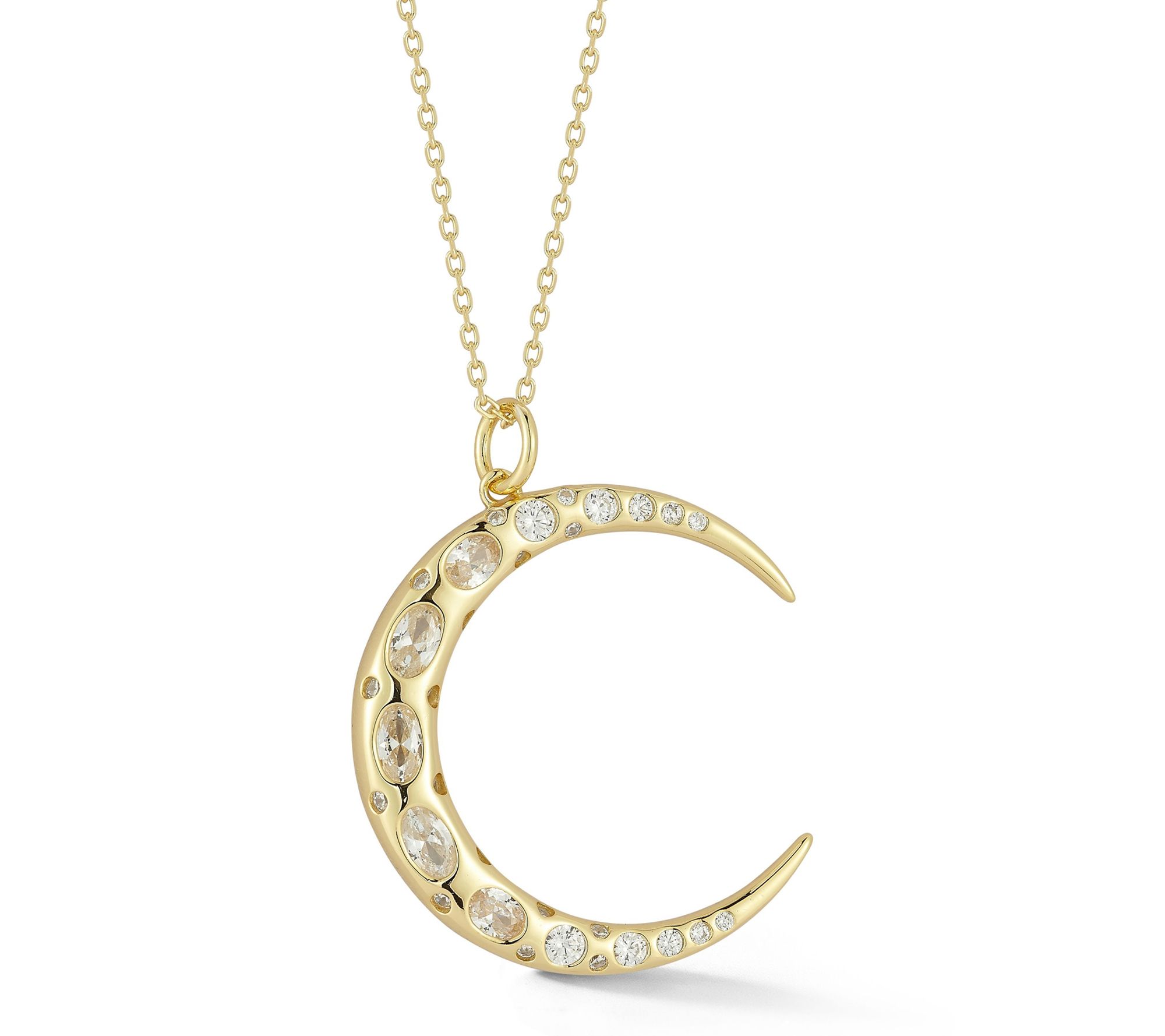 Rachel Zoe Crescent Moon Pendant w/ Chain, Sterling