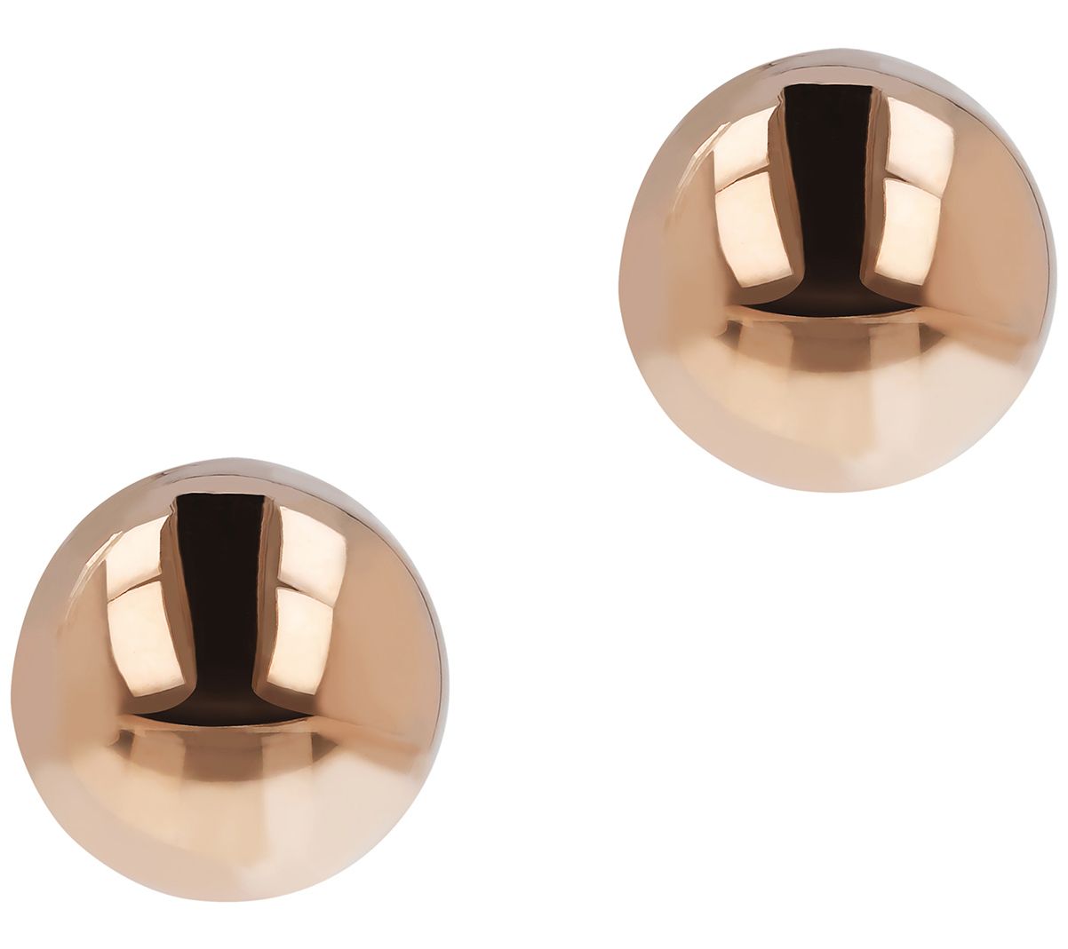 Italian Silver Polished 12mm Semi-round Bead Earrings