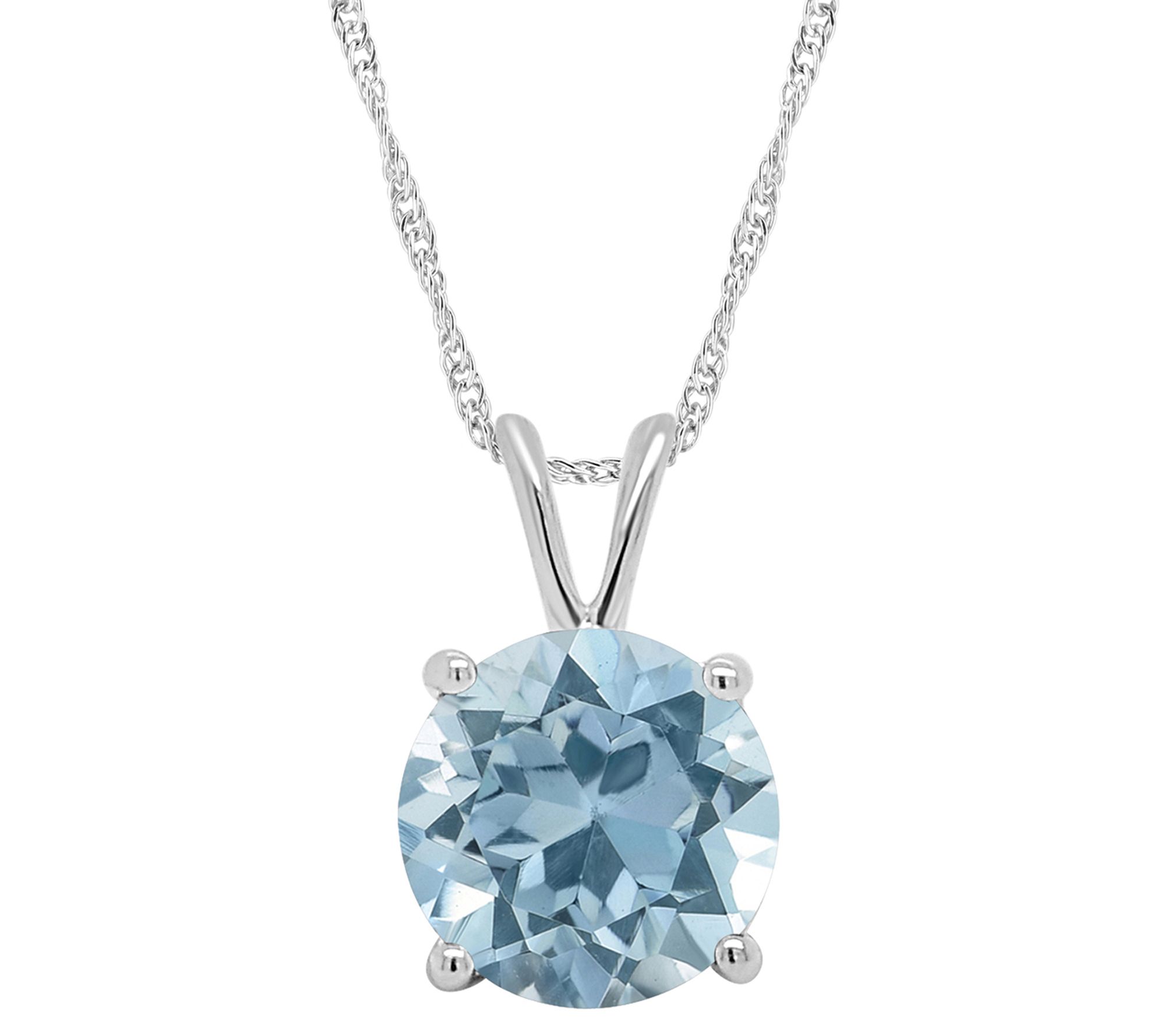 14K Gold 2.20 cttw Round Sky Blue Topaz Pendantwith Chain
