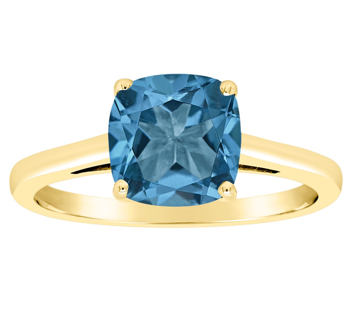 14K Gold Cushion Cut 2.50 cttw London Blue Topaz Gemstone Ring