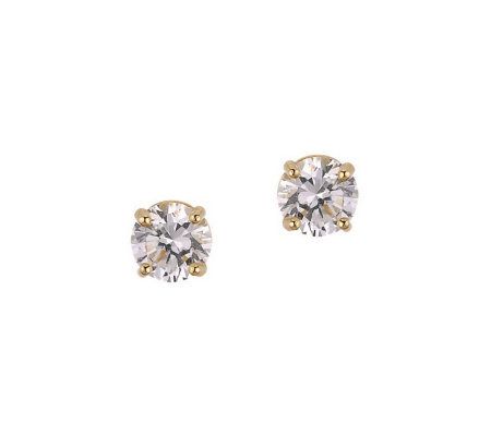 Diamonique 0.75 ct tw Round Stud Earrings,14K Gold
