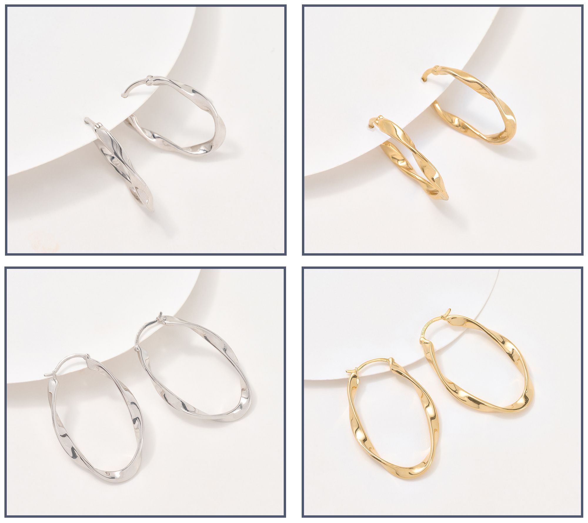 Christian James by Scott Grimes Sterling Silver Oval Ripple Hoop Earrings