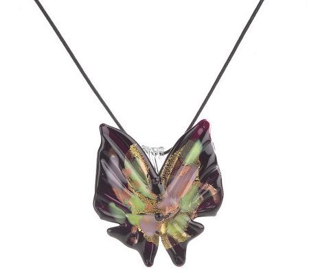 Glass on sale butterfly pendant