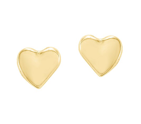 Heart Stud Earrings, 14K Gold - QVC.com