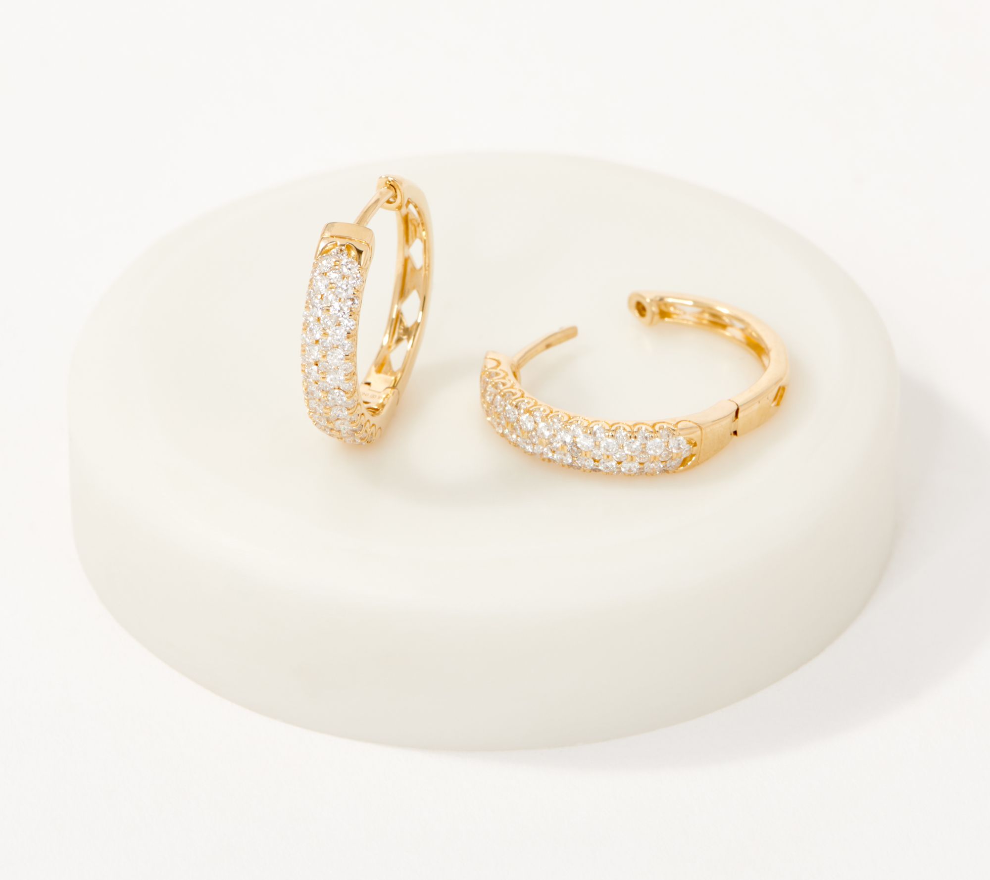 Save 43% on 14K gold diamond hoop earrings