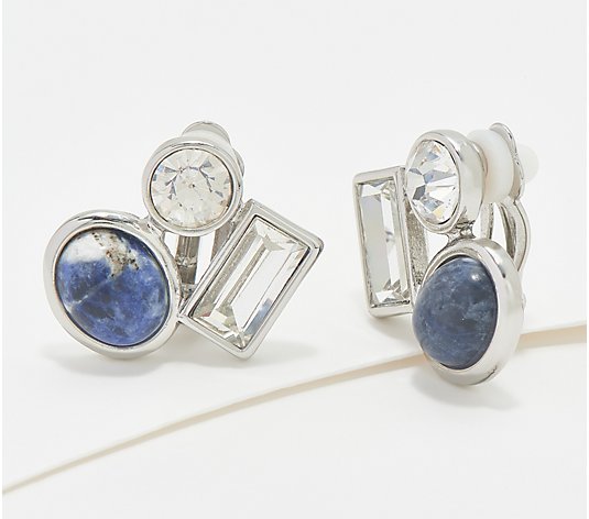 Susan Graver Stone & Crystal Clip Earring