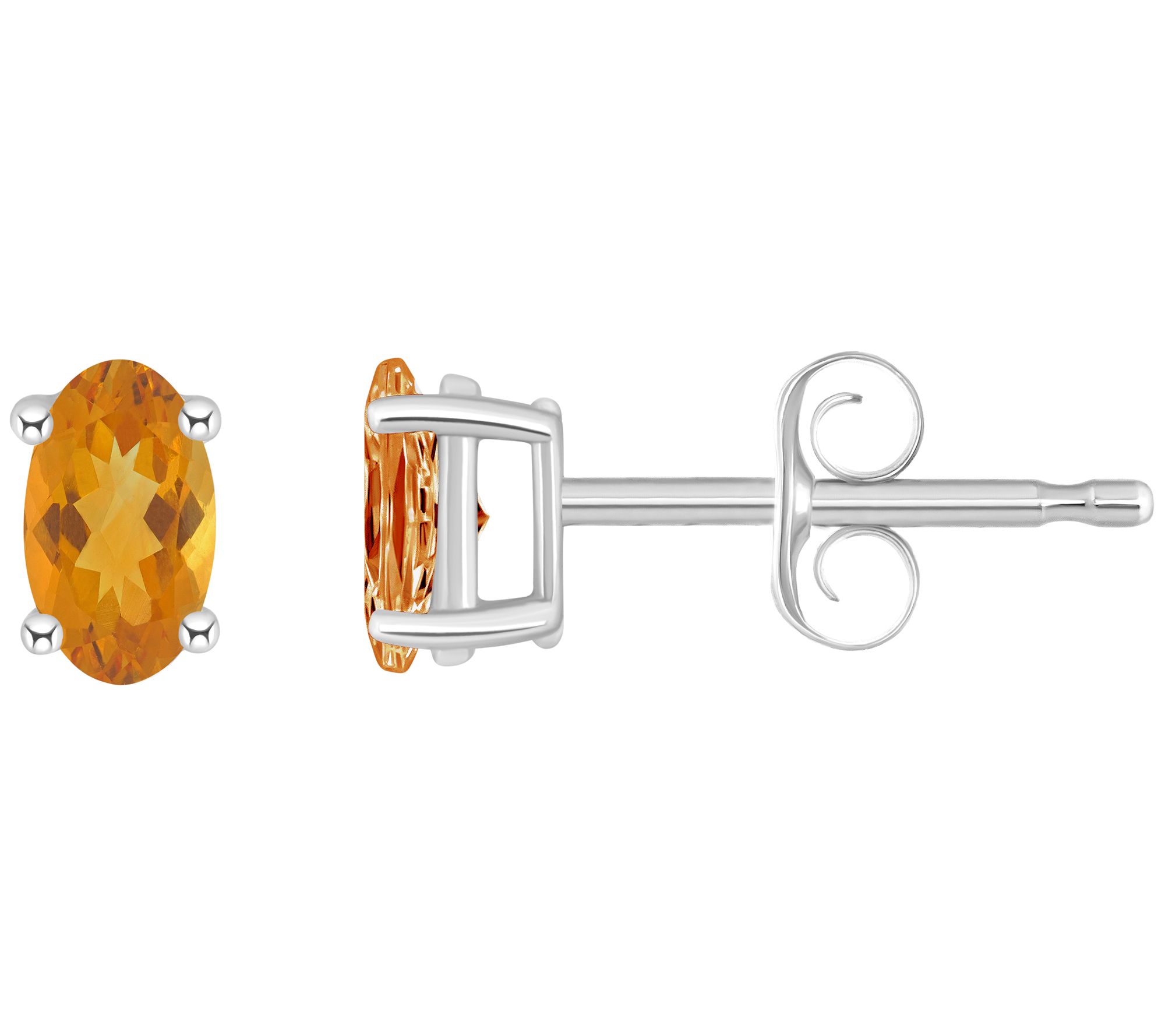 14K Gold Oval 0.45 cttw Citrine Stud Earrings