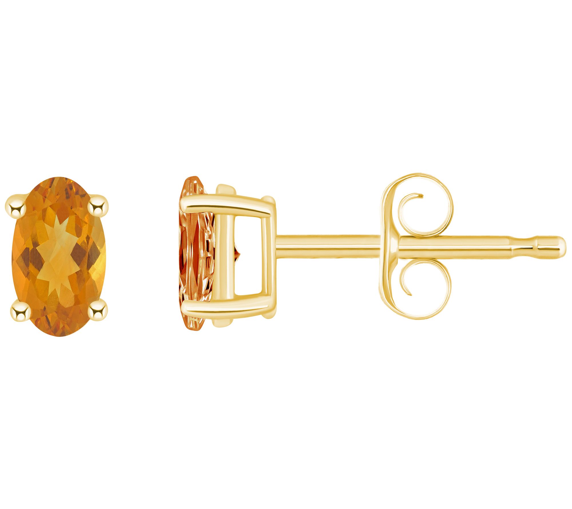 14K Gold Oval 0.45 cttw Citrine Stud Earrings