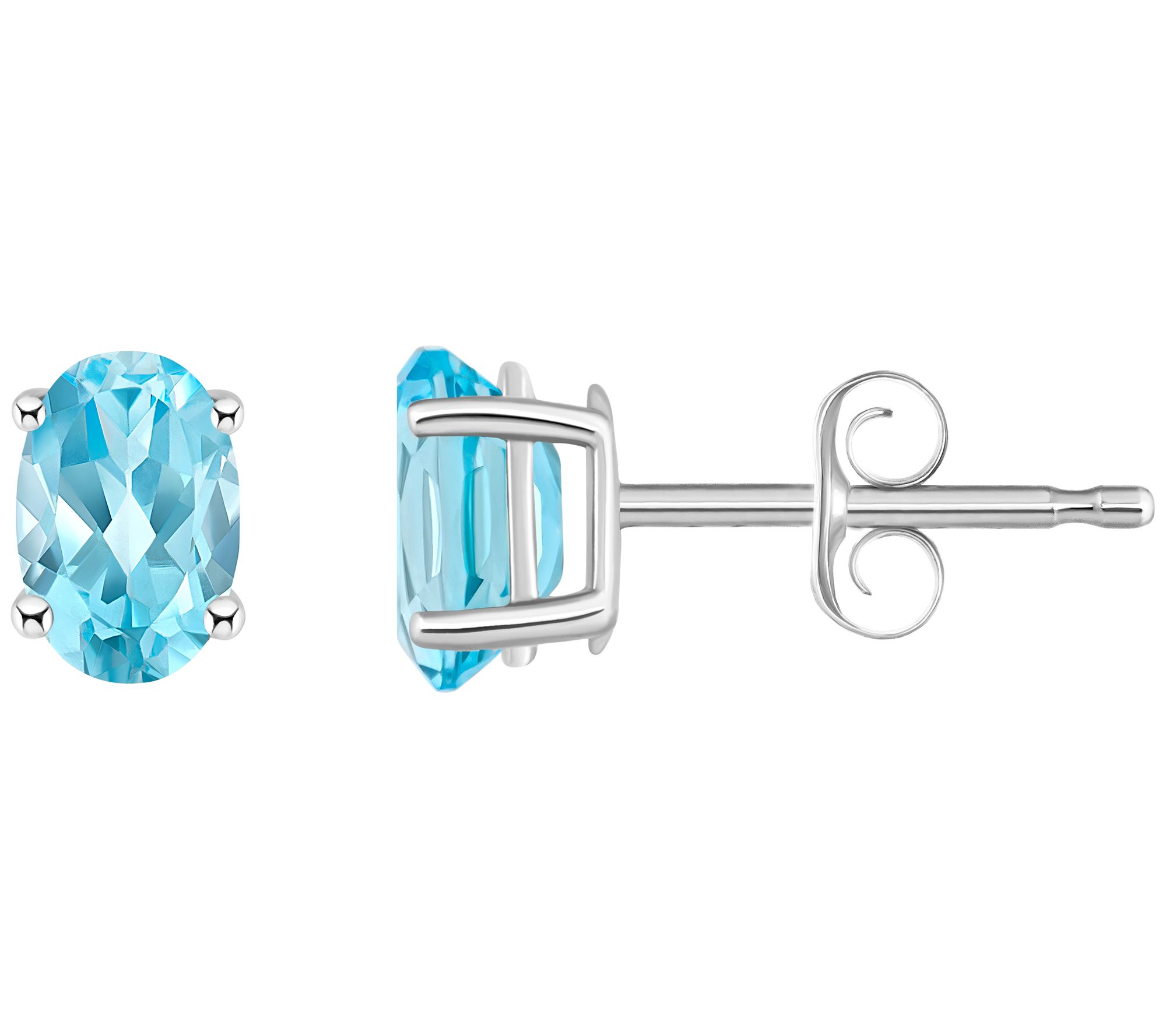 14K Gold Oval 1.15 cttw Blue Topaz Stud Earring s