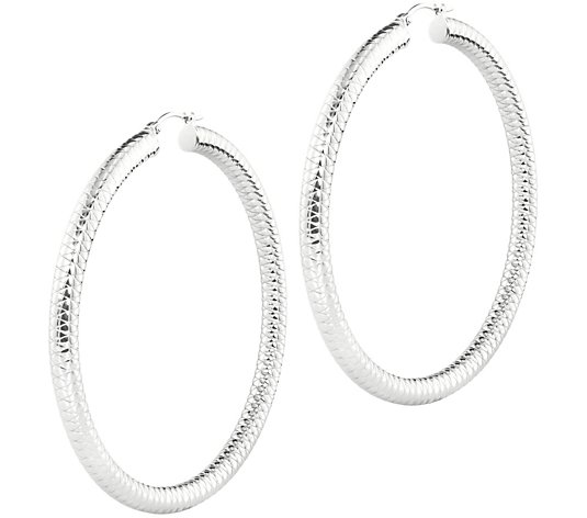 Steel by Design 2-3/4" Double-Quilt Hoop Earrings