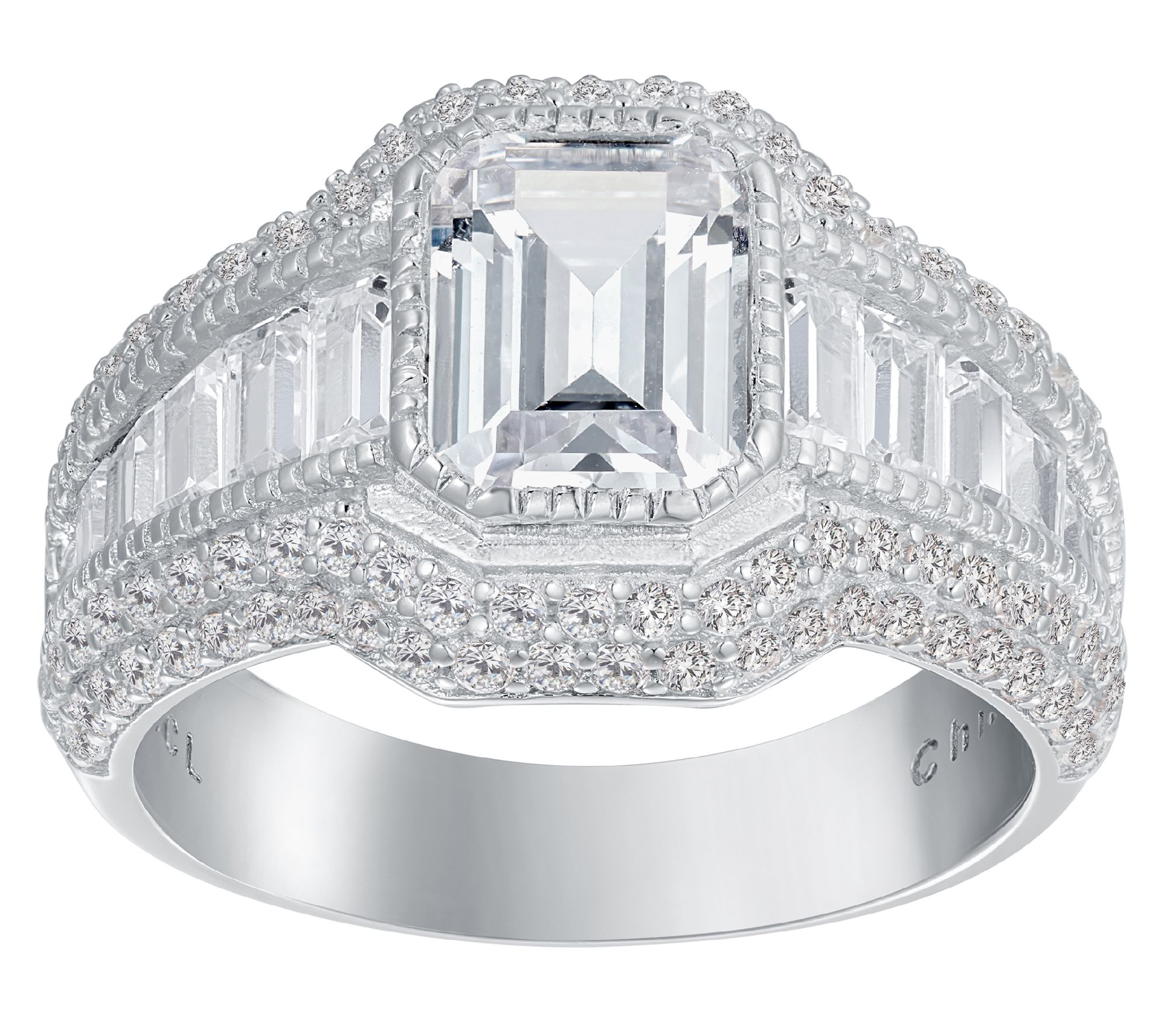 Diamonique 7.0 cttw EmeraldCut Engagement Ring