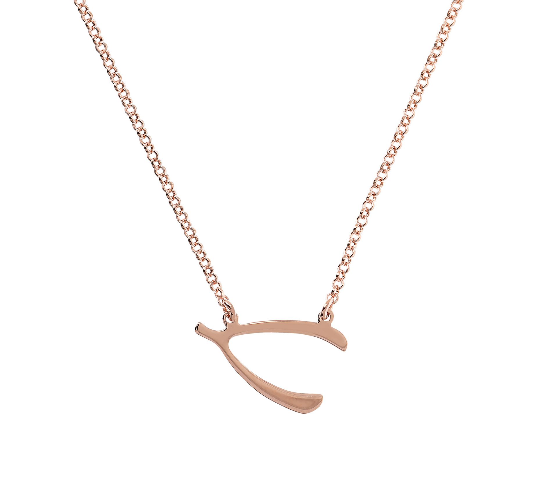 Bronzo Italia 18" Polished Wishbone Necklace