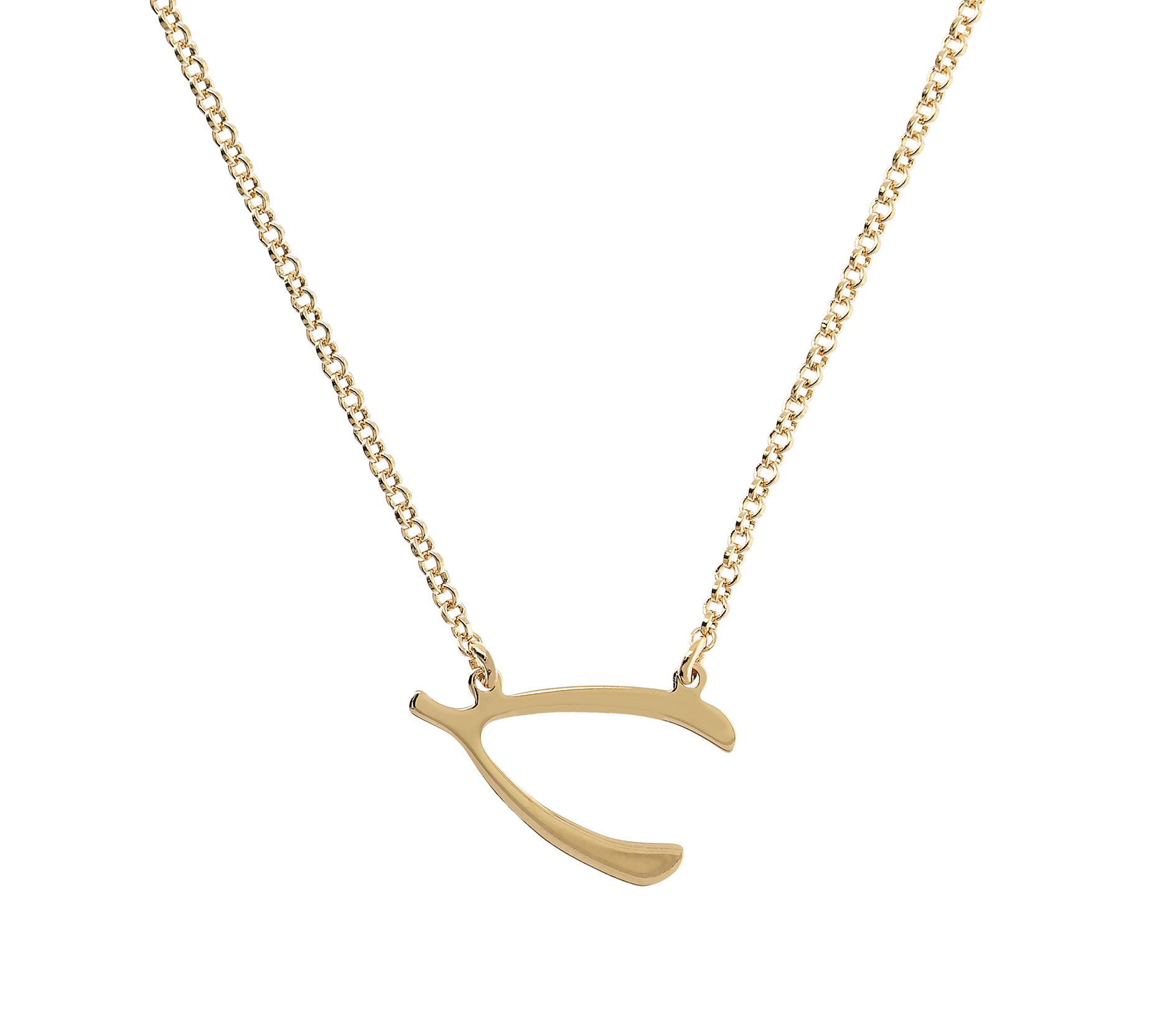 Bronzo Italia 18" Polished Wishbone Necklace