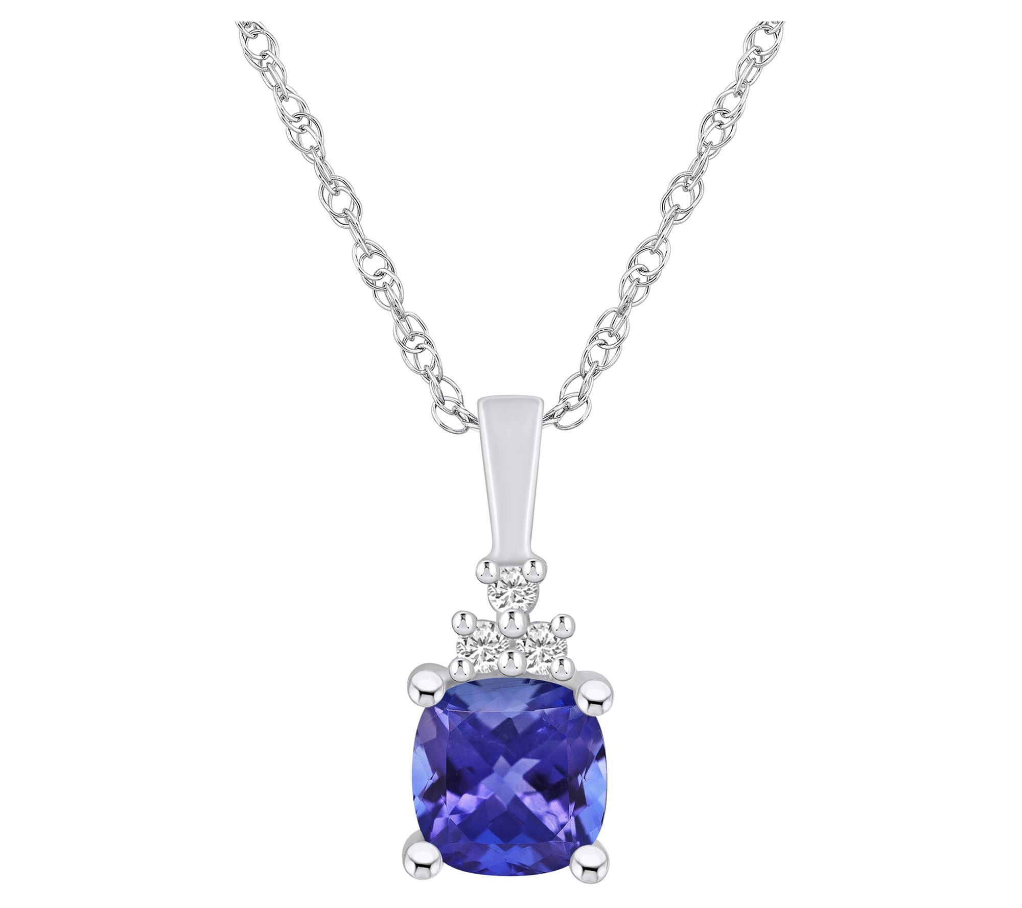 Affinity Gems Tanzanite & Diamond Pendant w/ Chain, 14K