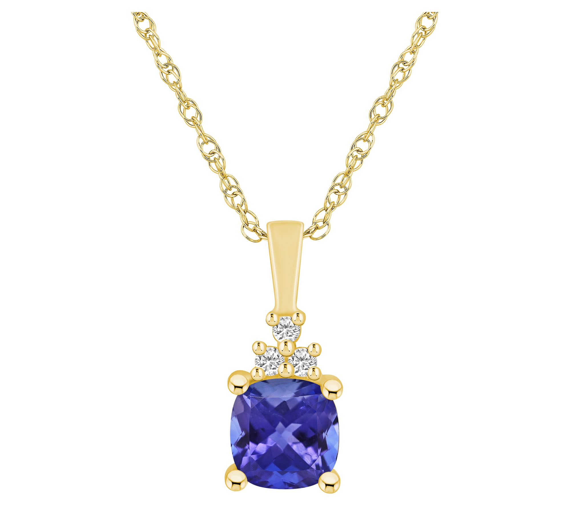 Affinity Gems Tanzanite & Diamond Pendant w/ Chain, 14K