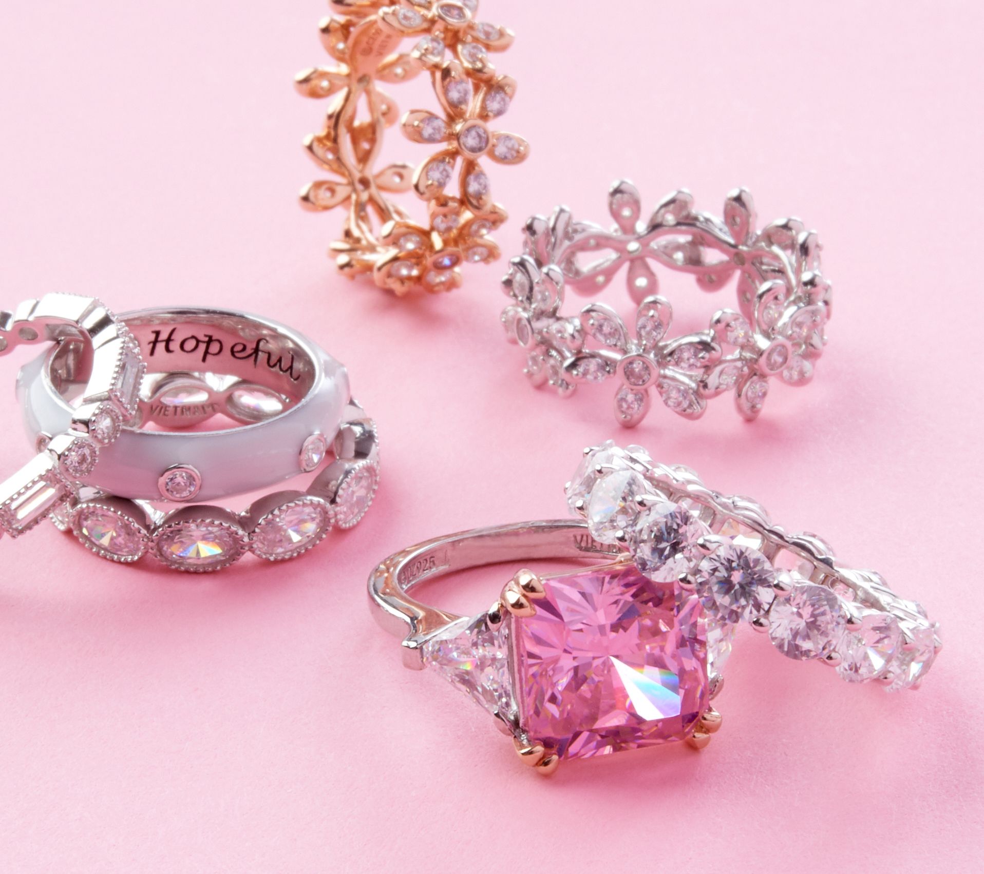 "As Is" Diamonique "The Amy" Celebration Ring, Plat.Clad