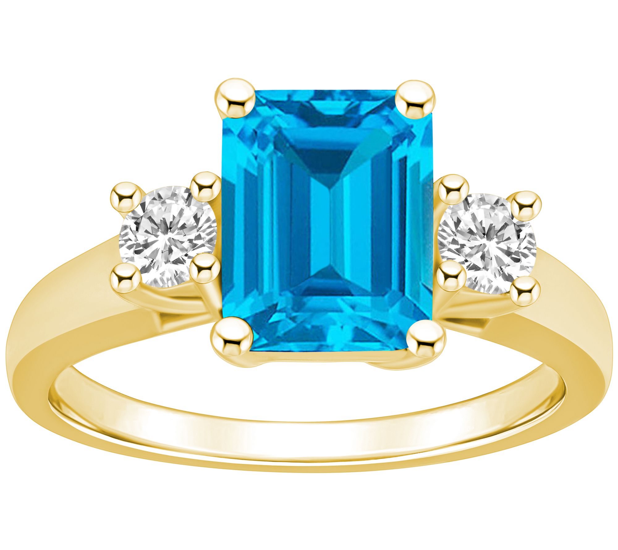 Affinity Gems Emerald-Cut Gemstone & Diamond Ring, 14K Gold