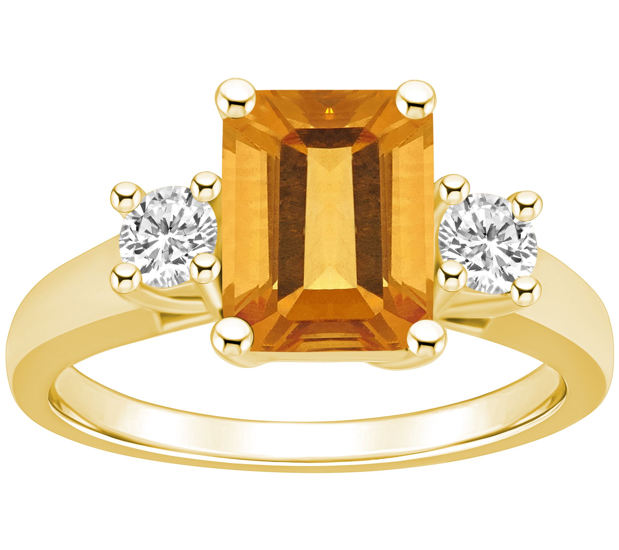 Affinity Gems Emerald-Cut Gemstone & Diamond Ring, 14K Gold