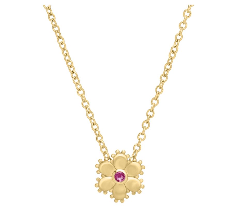 Elyse Ryan 14K Gold Clad Gemstone Flower Pendant w/ Chain