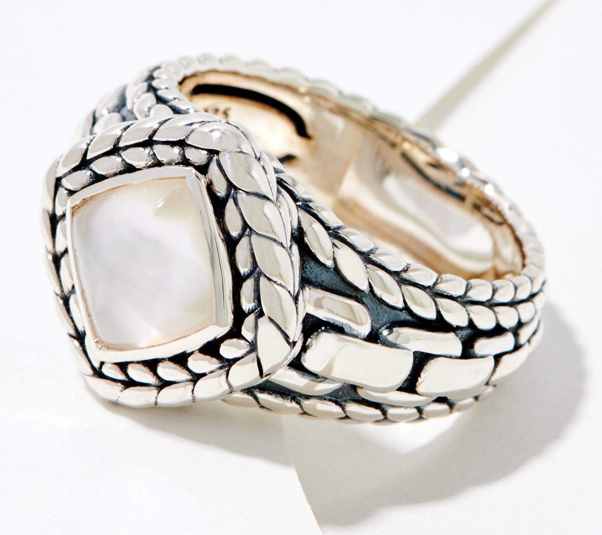  JAI Sterling Silver Gemstone Basketweave Ring - J417275