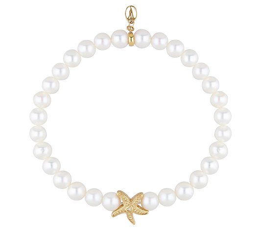Goddaughters 14K Clad Cultured Pearl Starfish Stretch Bracelet