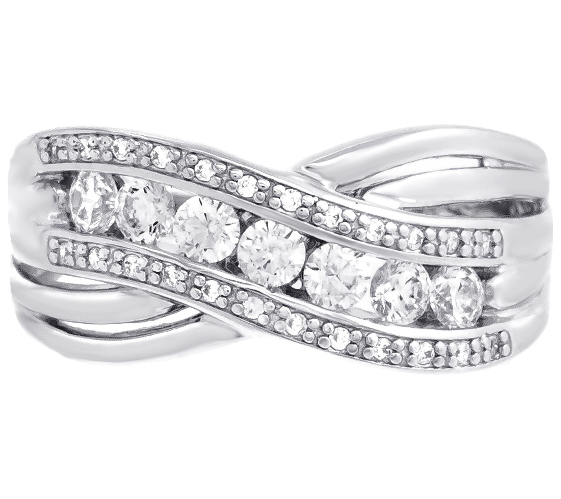 Diamonique 0.50 cttw Bypass Ring, Sterling Silv er