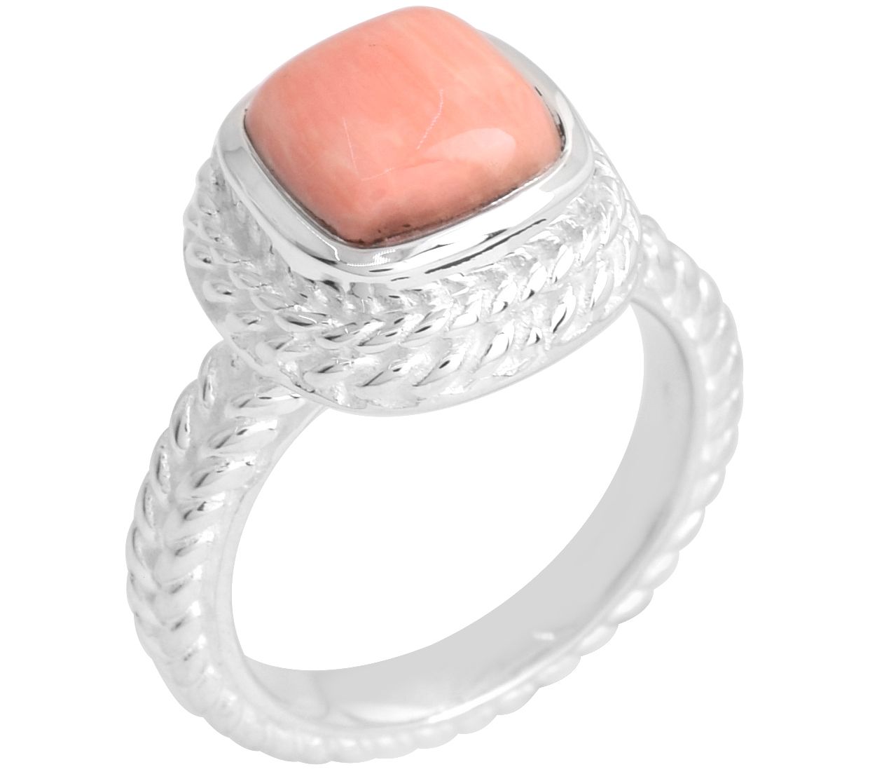 Affinity Gems Pink Coral Solitaire Ring, Sterlig Silver