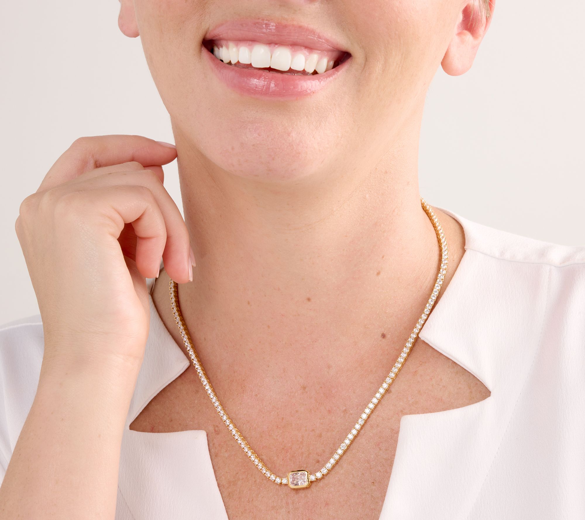 Qvc diamonique deals tennis necklace