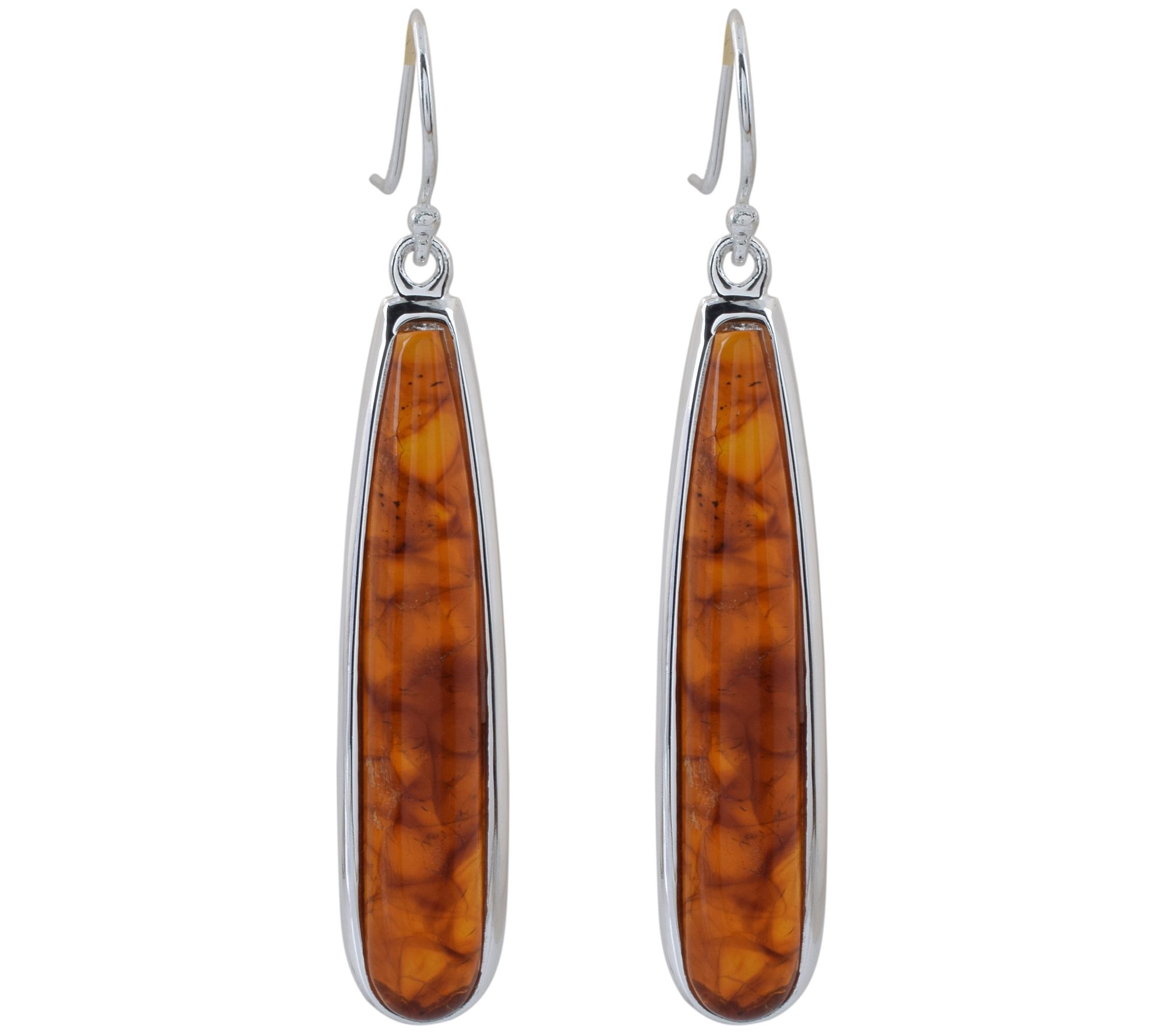 Affinity Gems Amber Dangle Earrings, Sterling