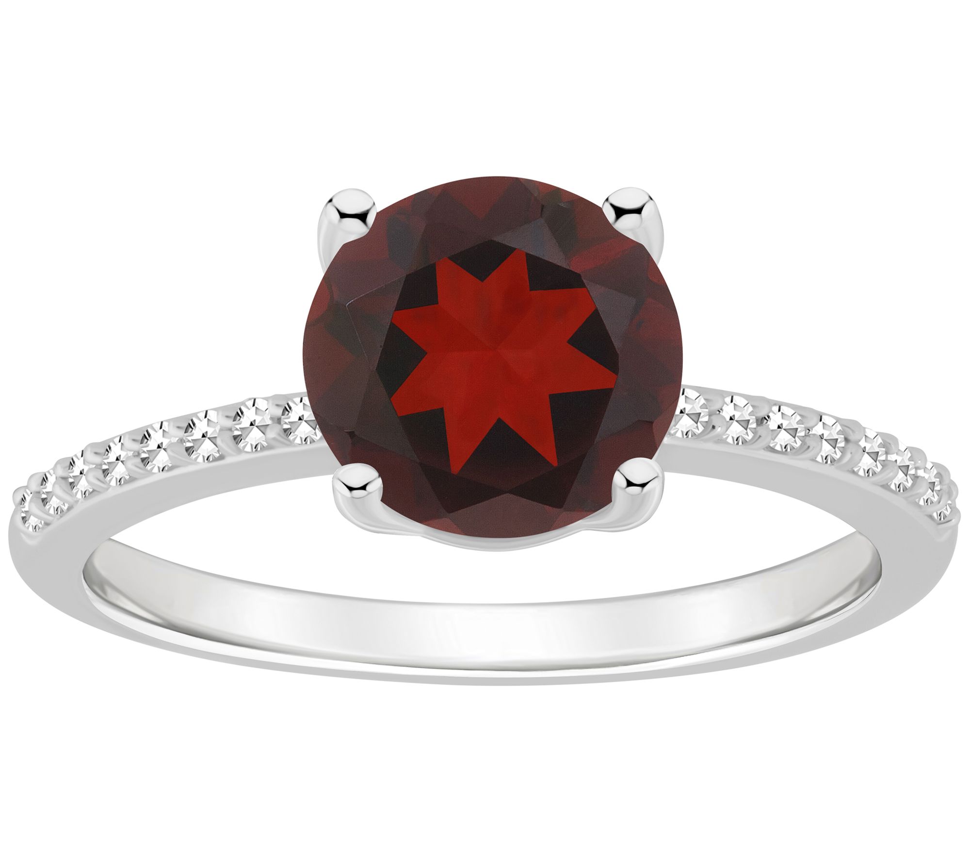 Affinity Gems Round Gemstone & Diamond Ring, Sterling Silver