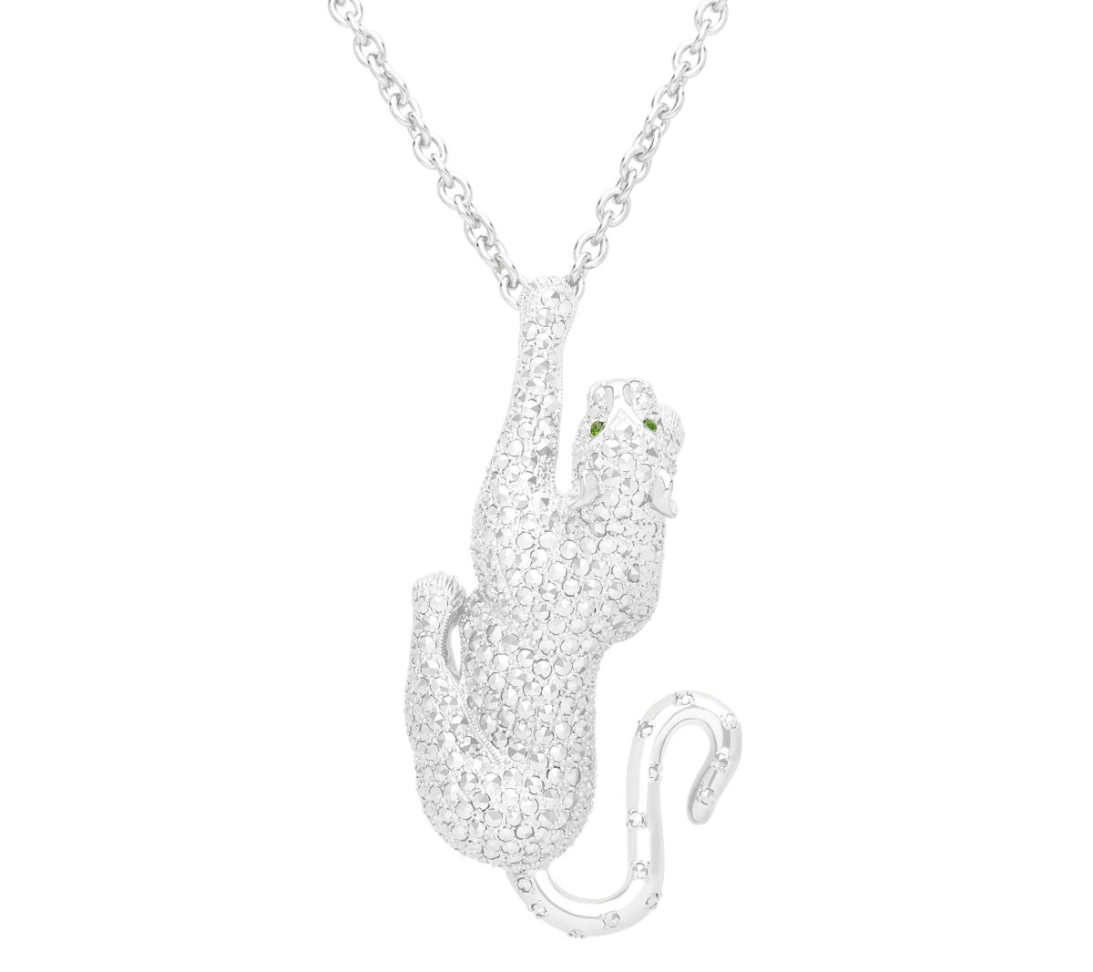 Dallas Prince Sterling Gemstone Panther Brooch& Necklace
