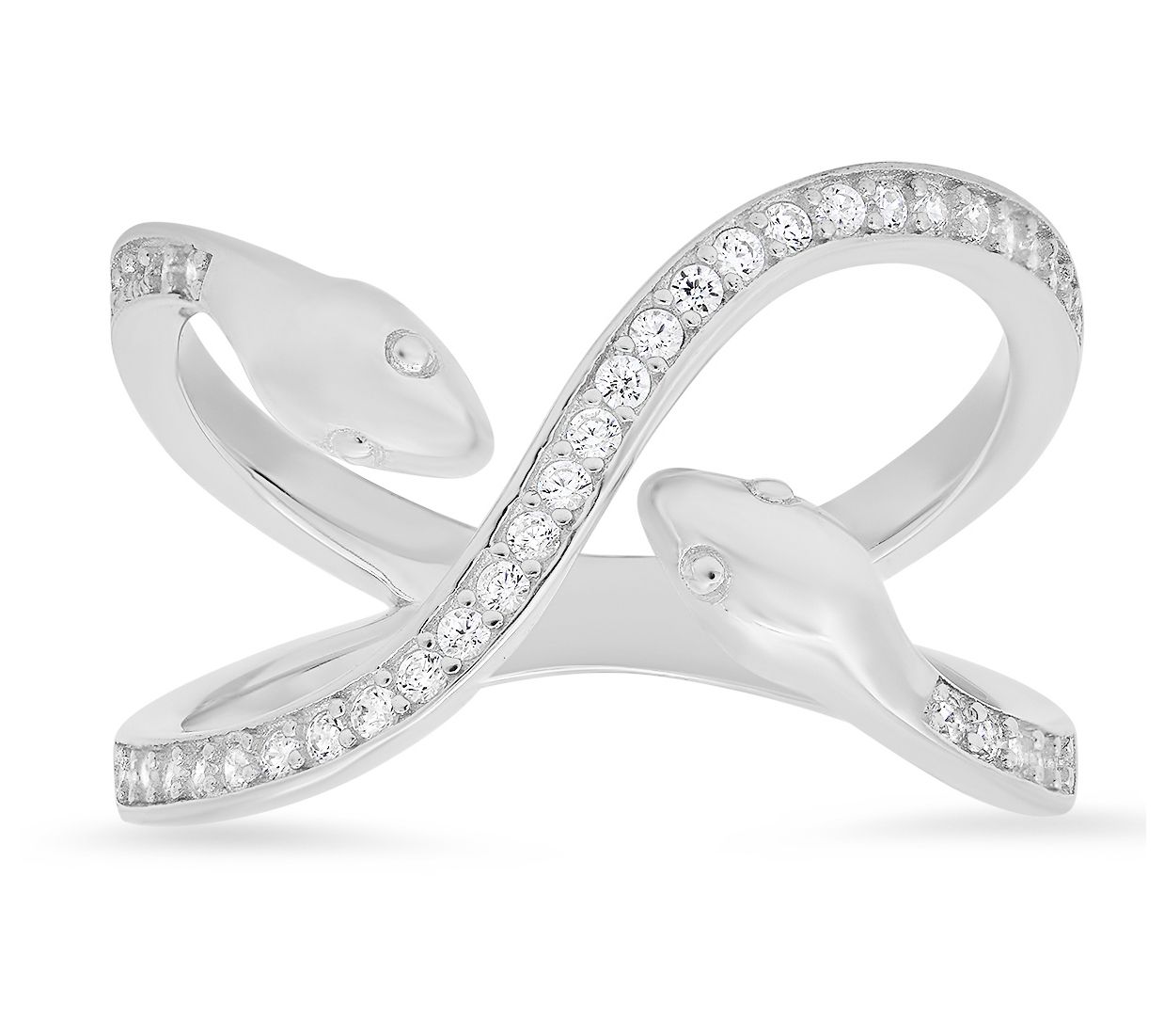 Sterling Silver Pave Bypass Snake Ring