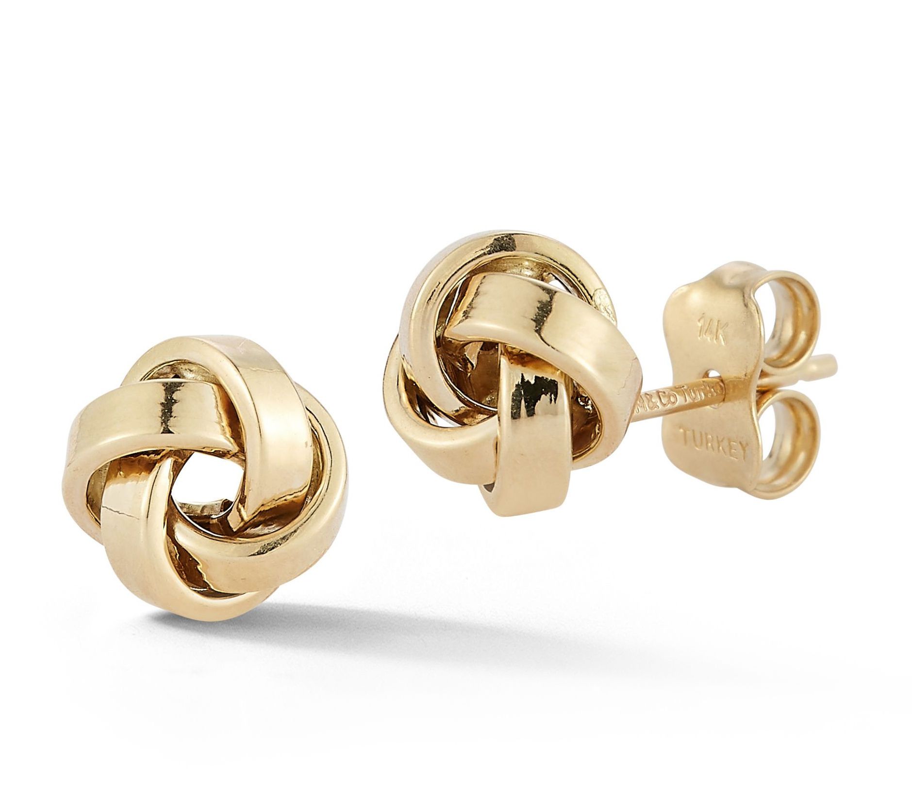 Luminosa Gold D ainty Squared L ove Knot Stud E arrings, 14K