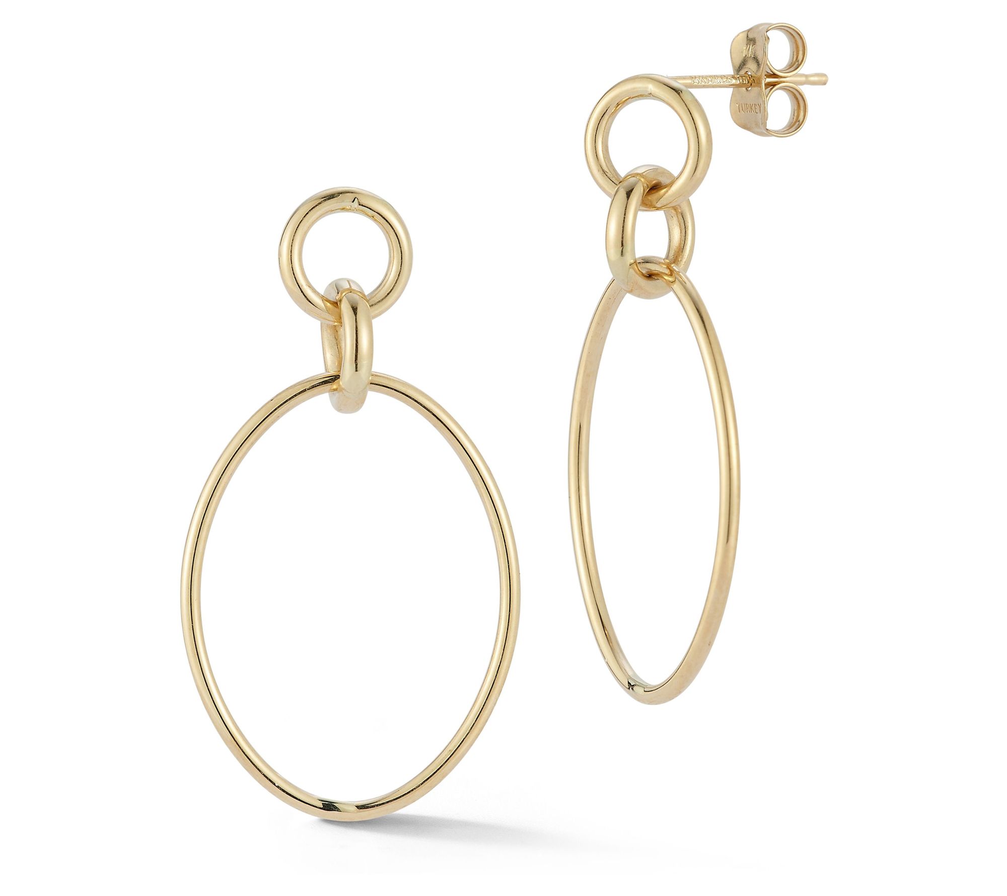 Luminosa Gold Round Hoop Dangle Earrings, 14K