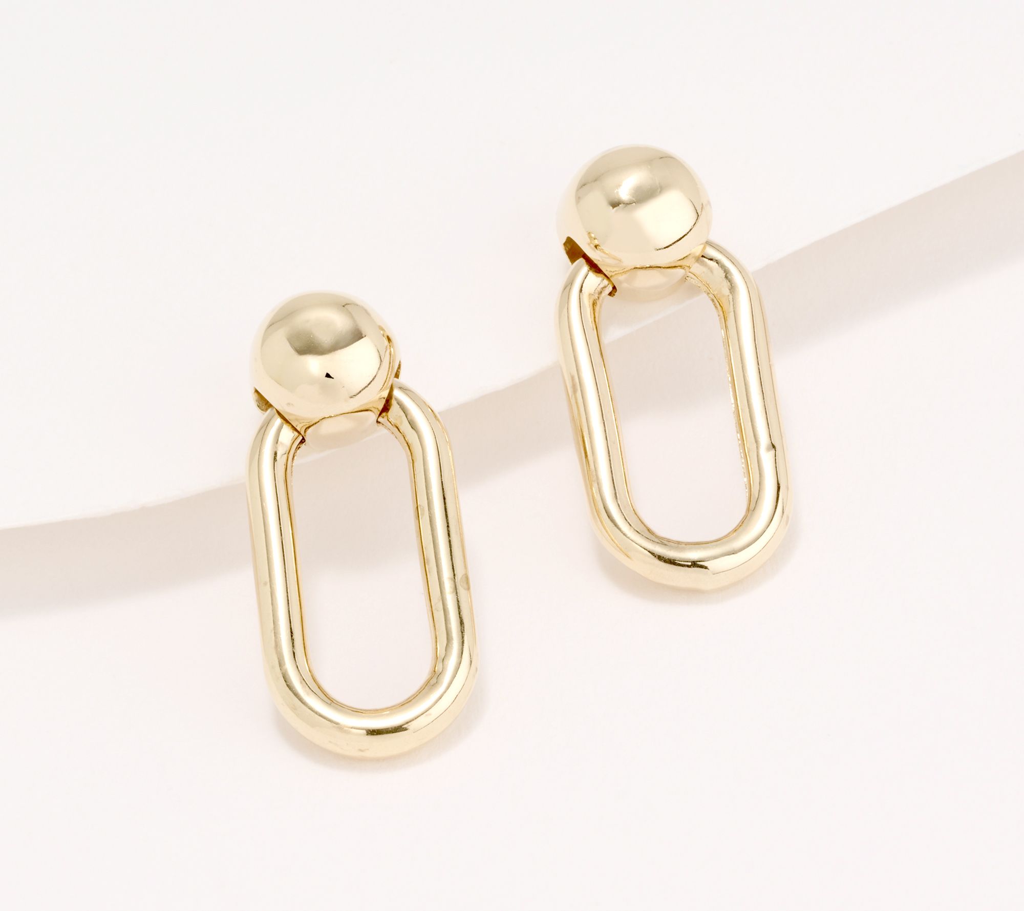 Adorna Oval Drop Earrings, 14K Gold