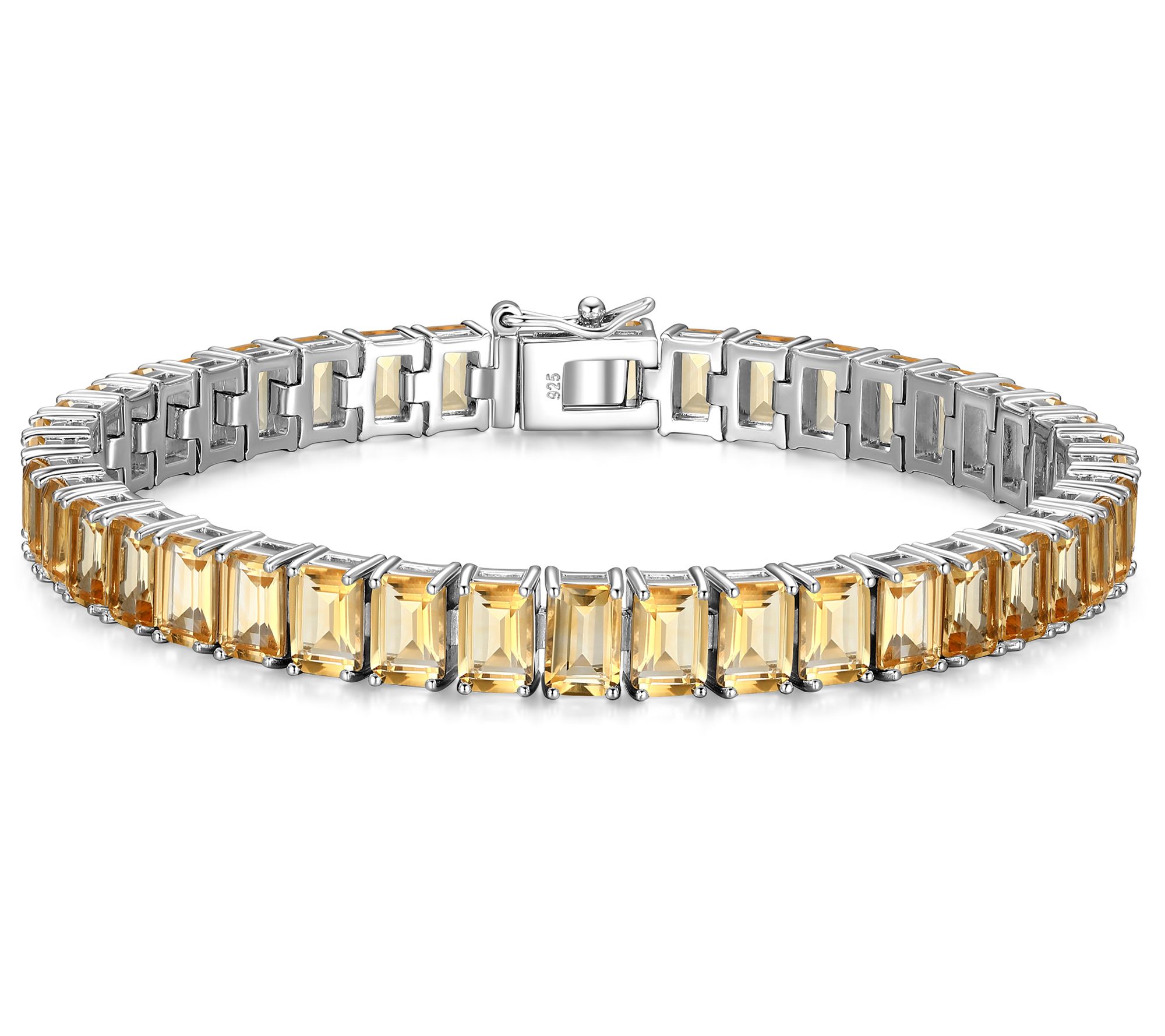 Affinity Gems Emerald Cut Gemstone Tennis Bracelet, Sterling