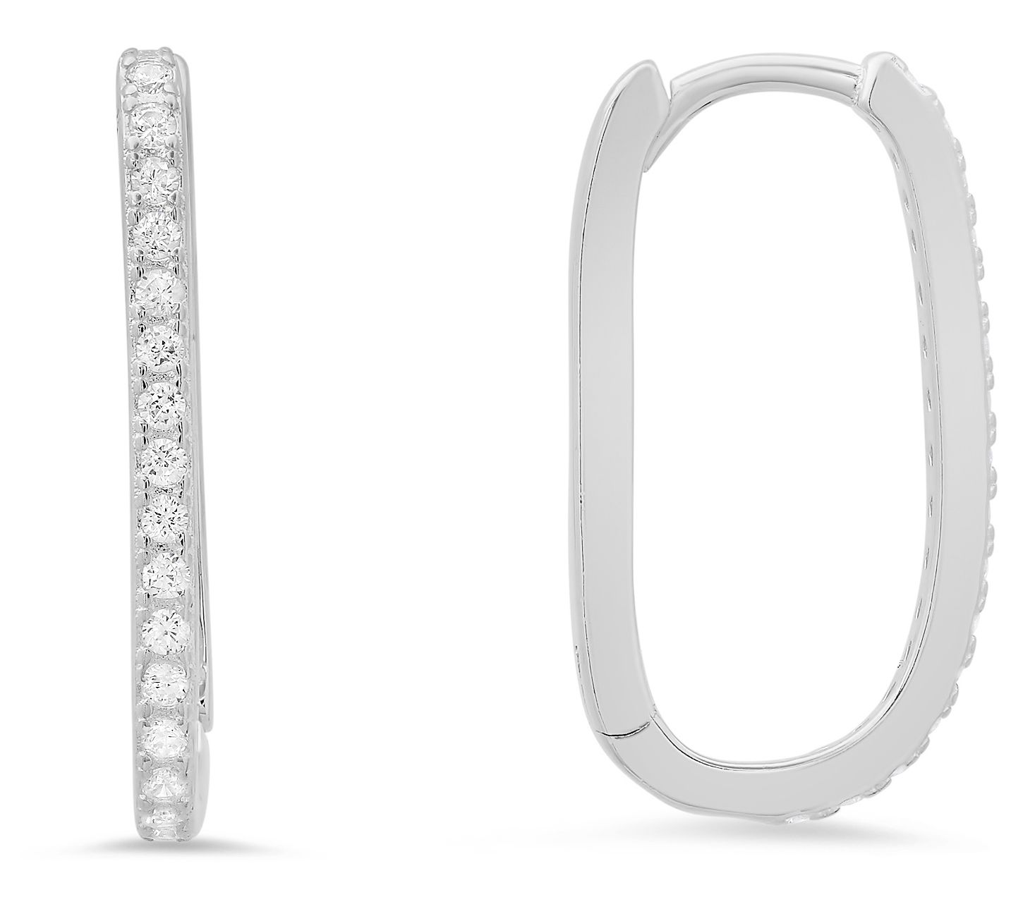 Diamonique Oval Shaped Hoop Earrings, SterlingSilver