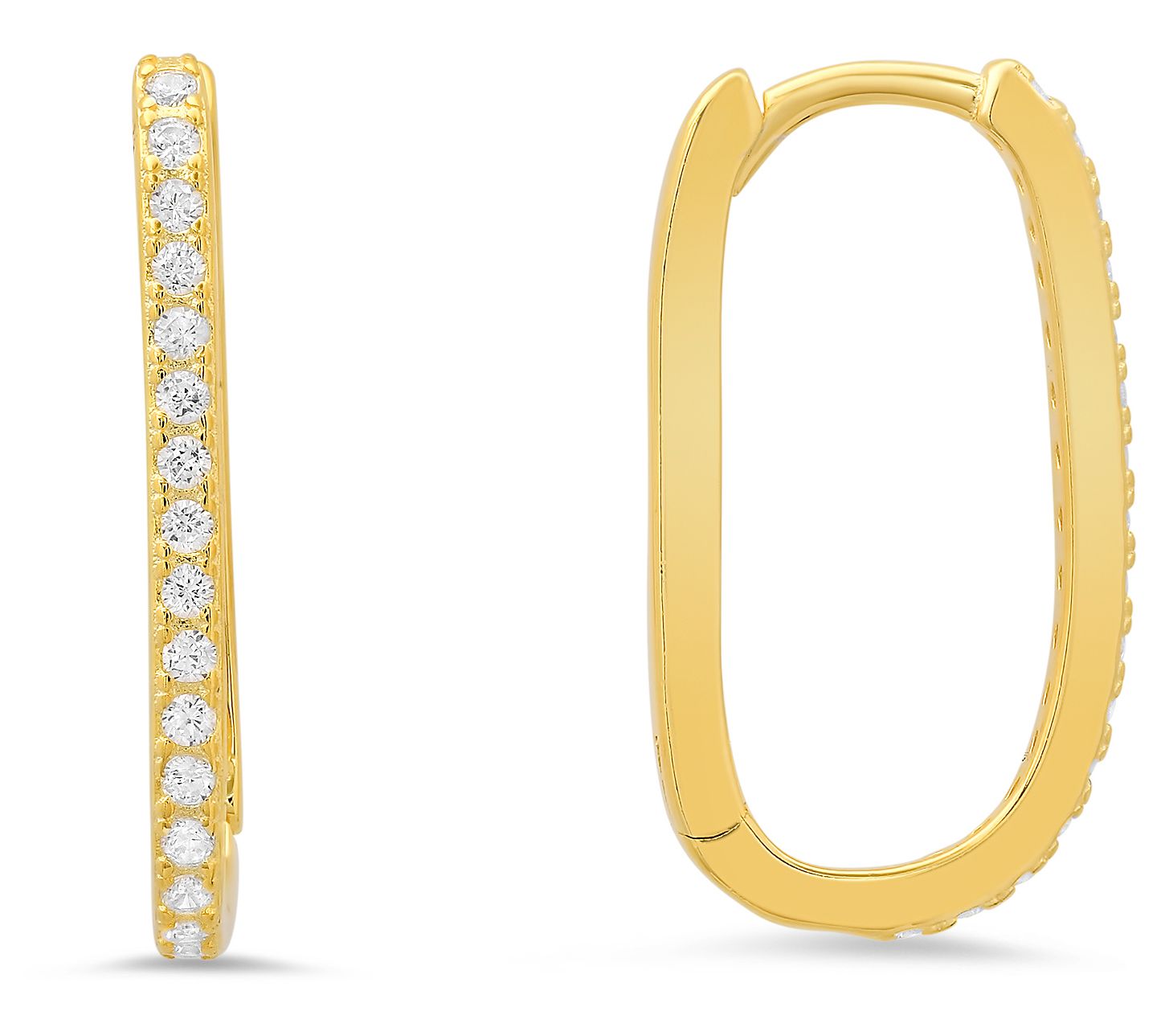 Diamonique Oval Shaped Hoop Earrings, SterlingSilver