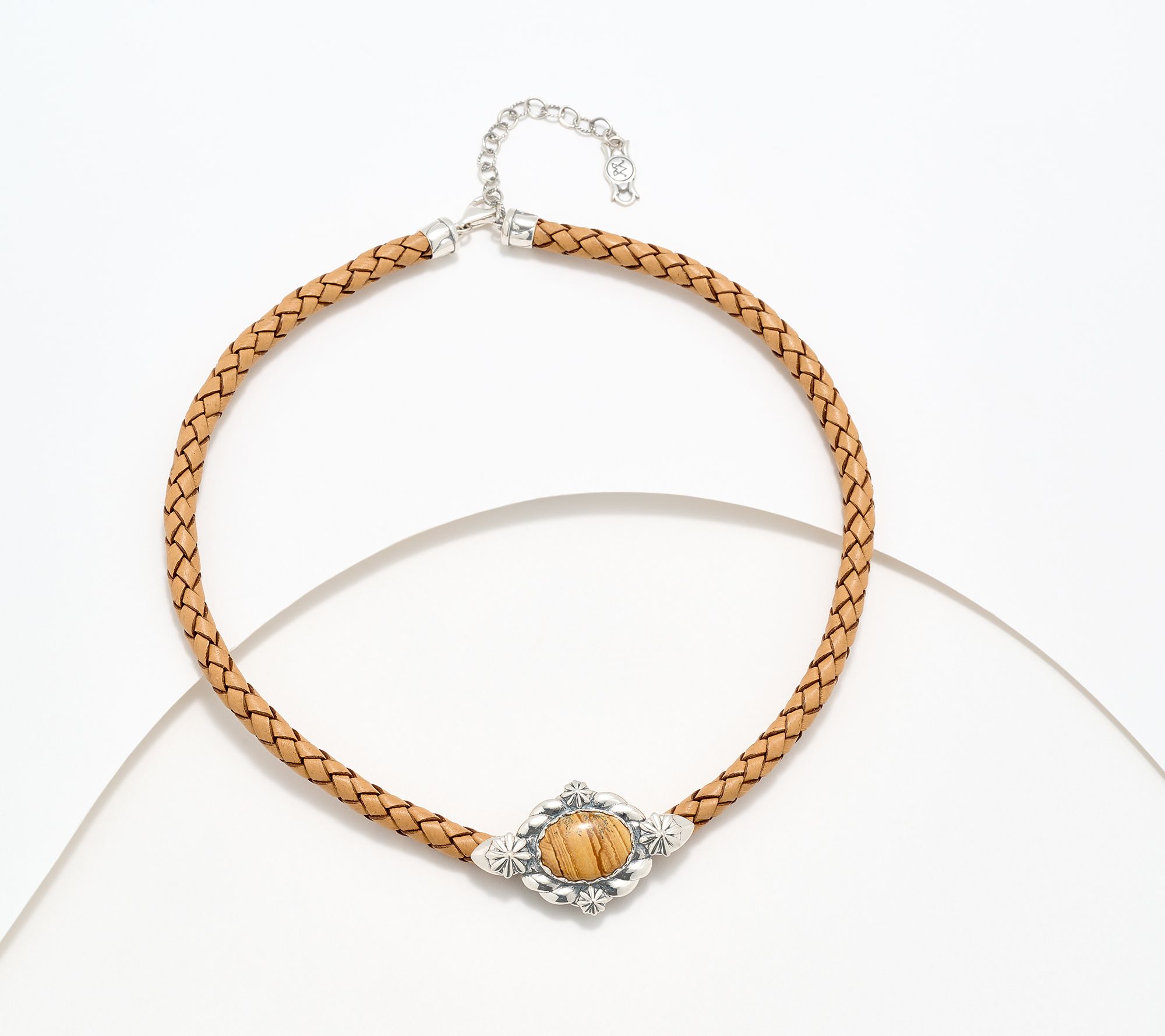  American West Sterl & Leather East-West Gemstone 17" Necklace