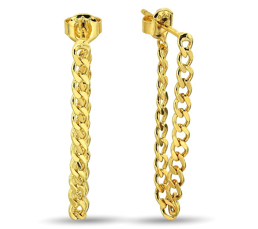 Silver Style Curb Chain Drop Earrings, Sterling