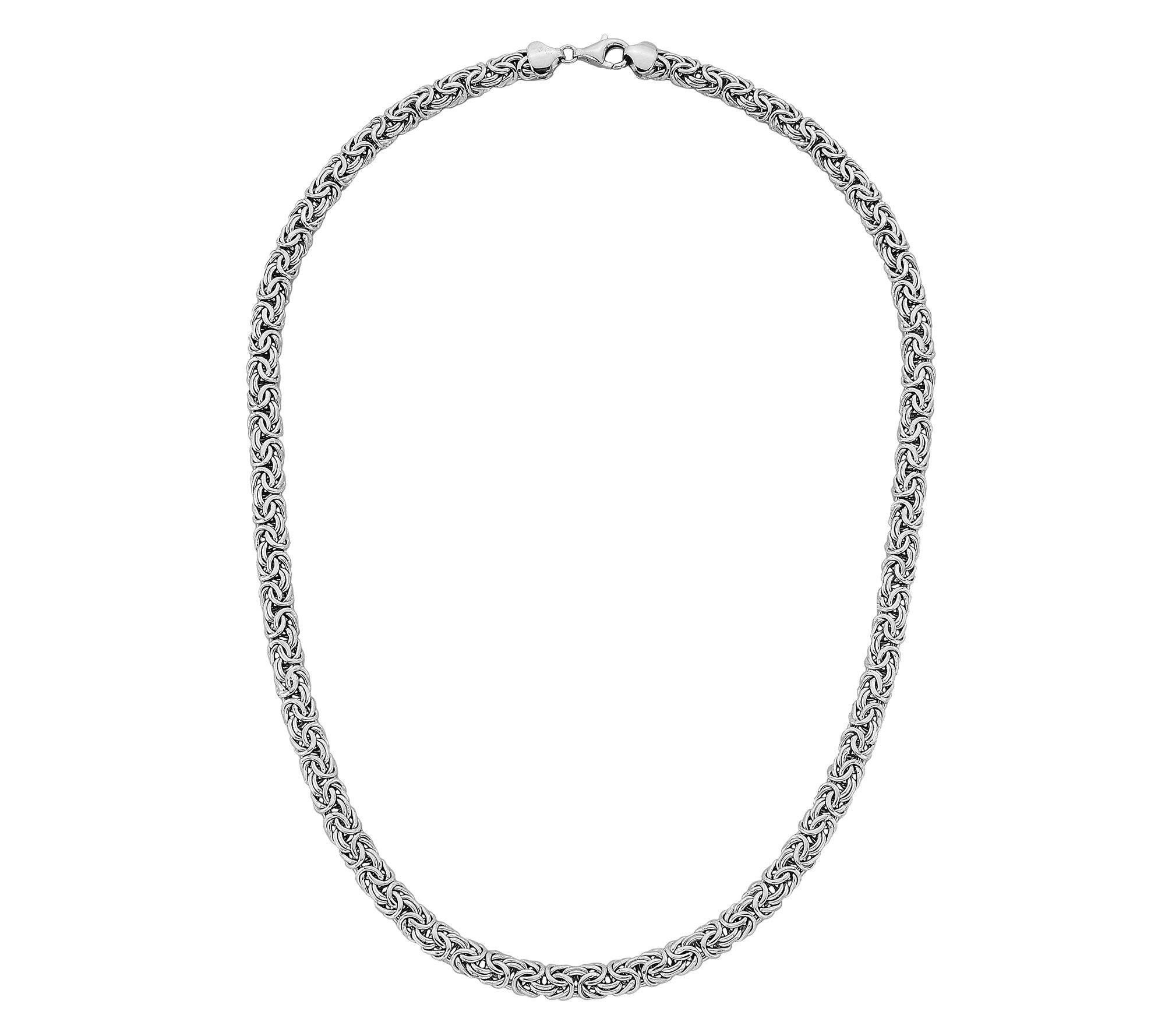 Silver Style Polished Byzantine Chain Necklace,Sterling