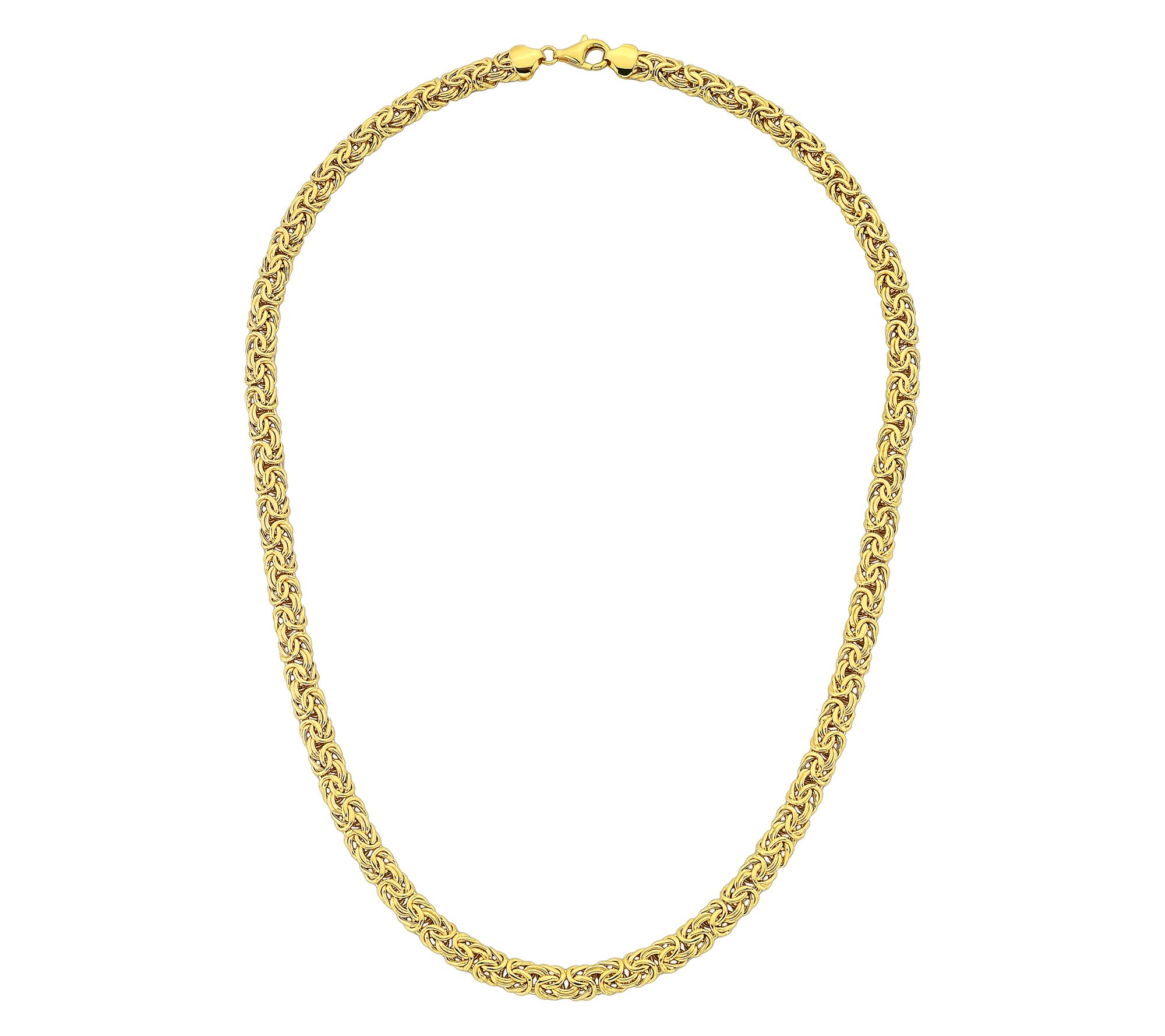 Silver Style Polished Byzantine Chain Necklace,Sterling