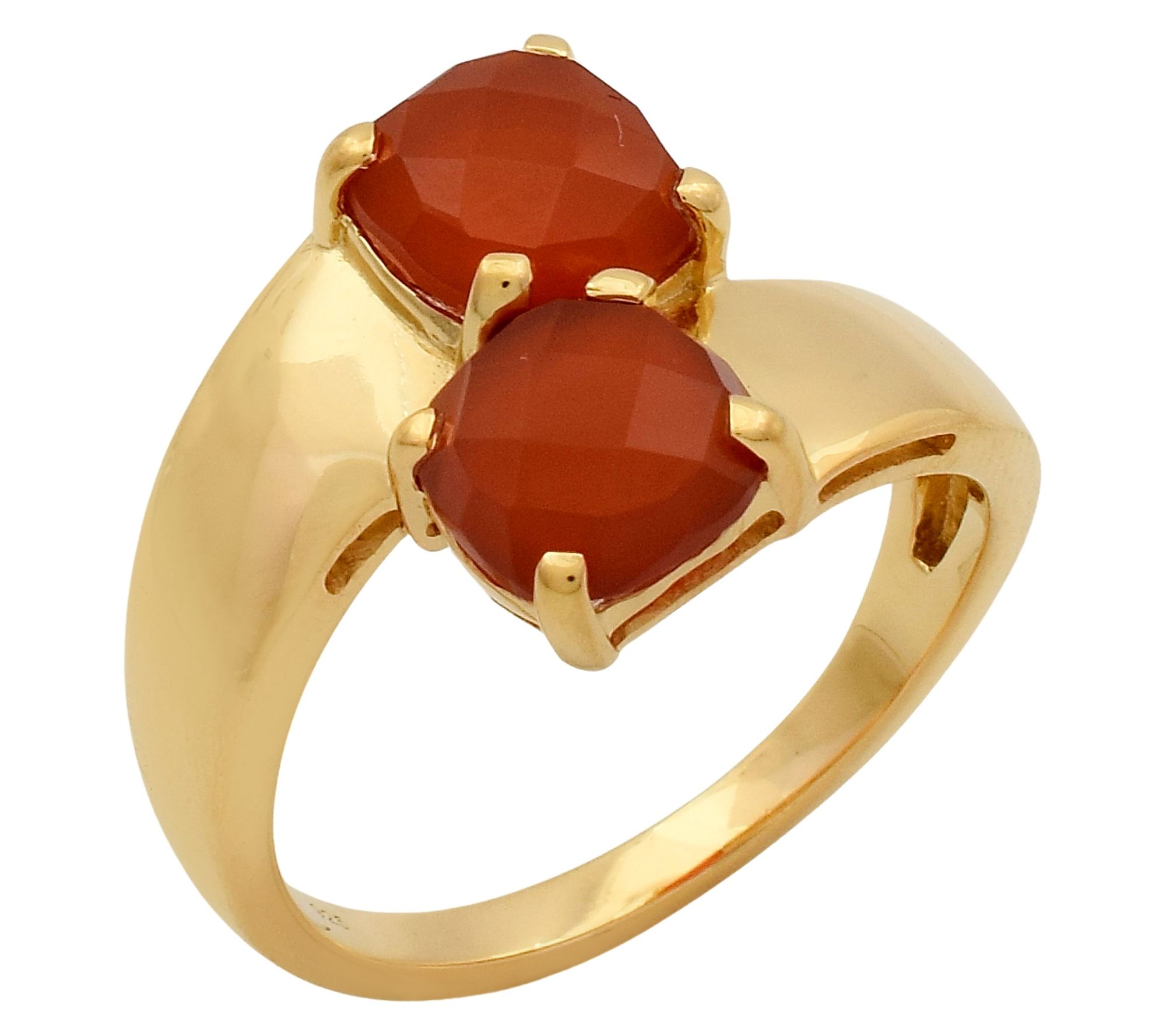 Affinity Gems Carnelian Bypass Ring, 14K Gold Plated