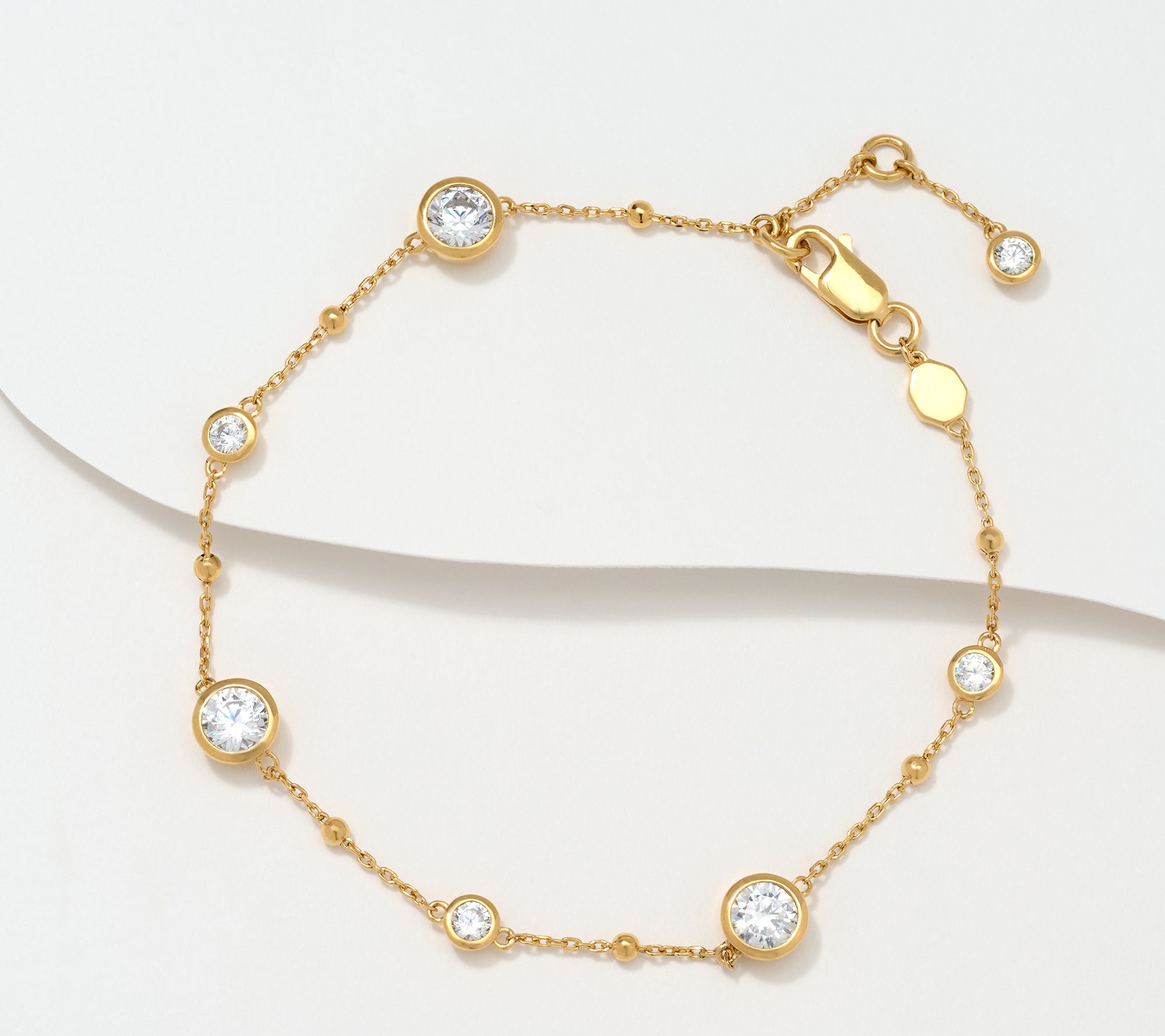 Diamonique Chain Station Bracelet, Sterling Silver