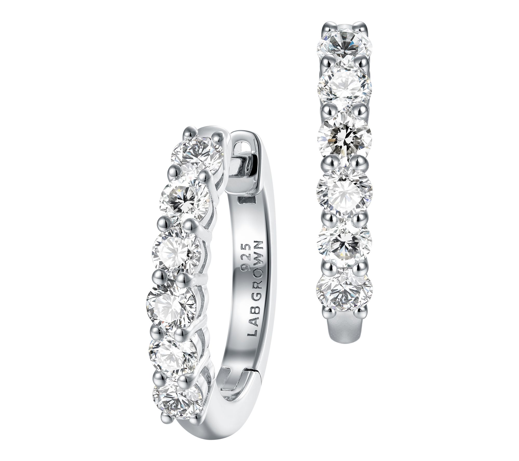Fire Light 1.05 cttw Lab Grown Diamond Hoop Earrings, Sterling
