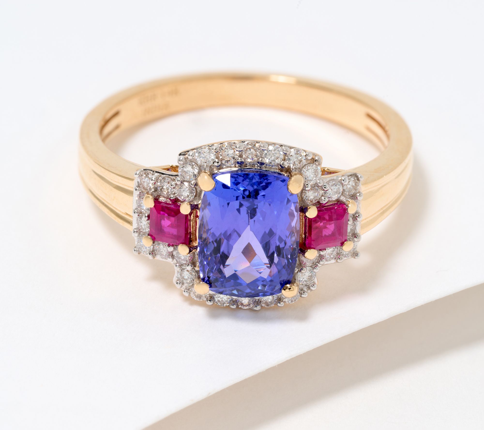 Affinity Gems Tanzanite, Ruby & Diamond Ring, 14K Gold
