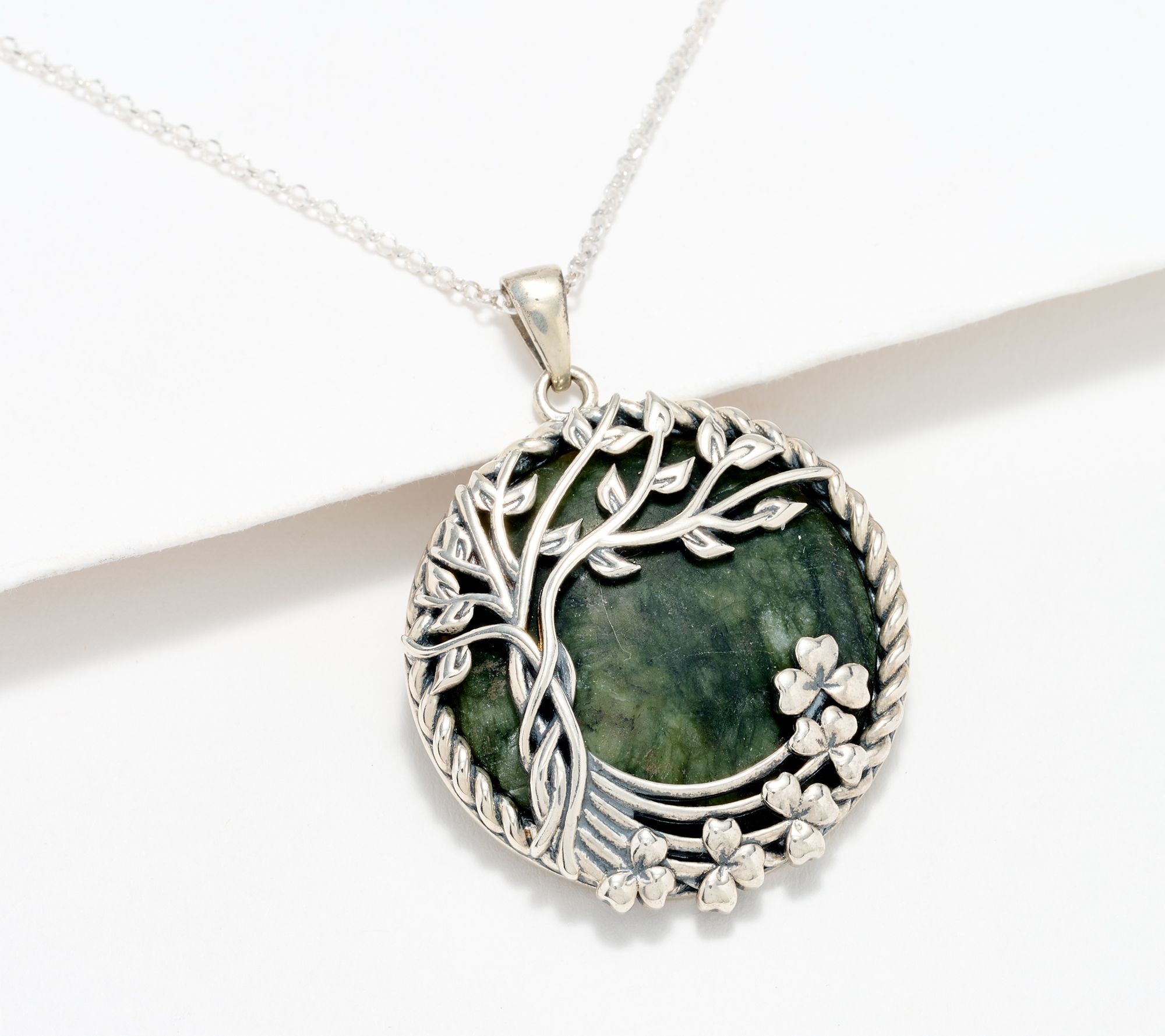 "As Is" Connemara Marble Irish Fairy Tree 18" Chain & Pendant