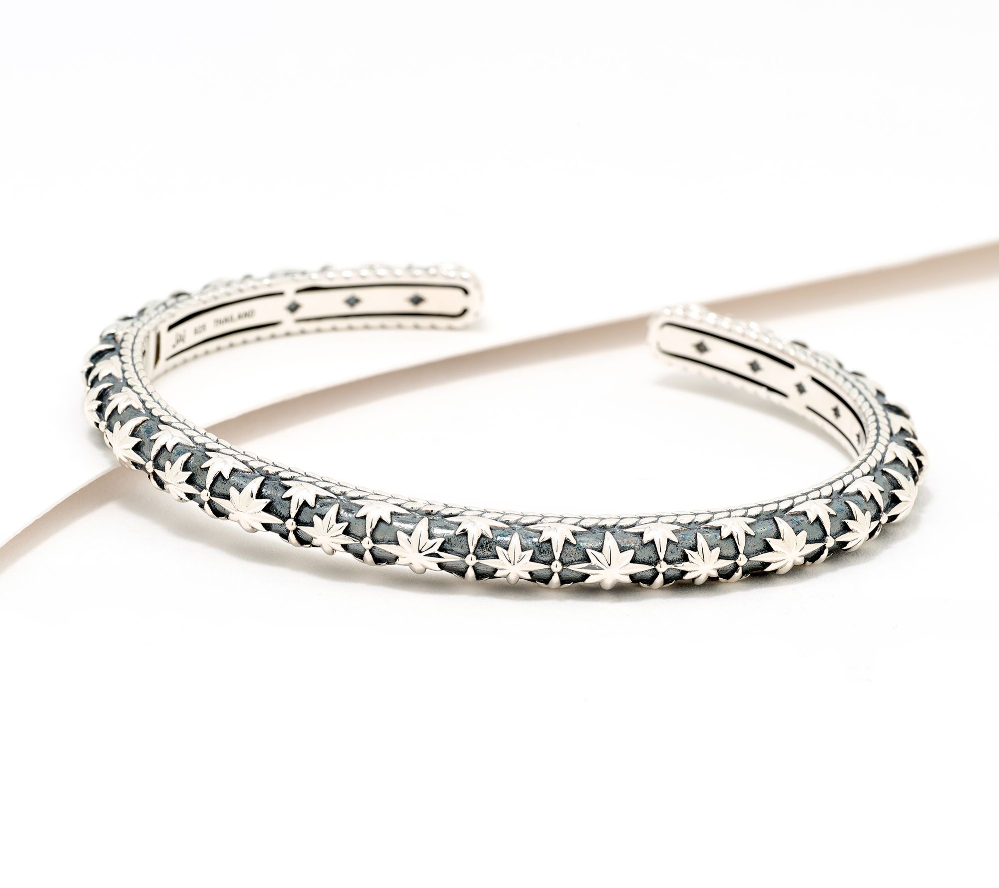 JAI Sterling Silver Symbols of Love Textured Cuff, 20.5g