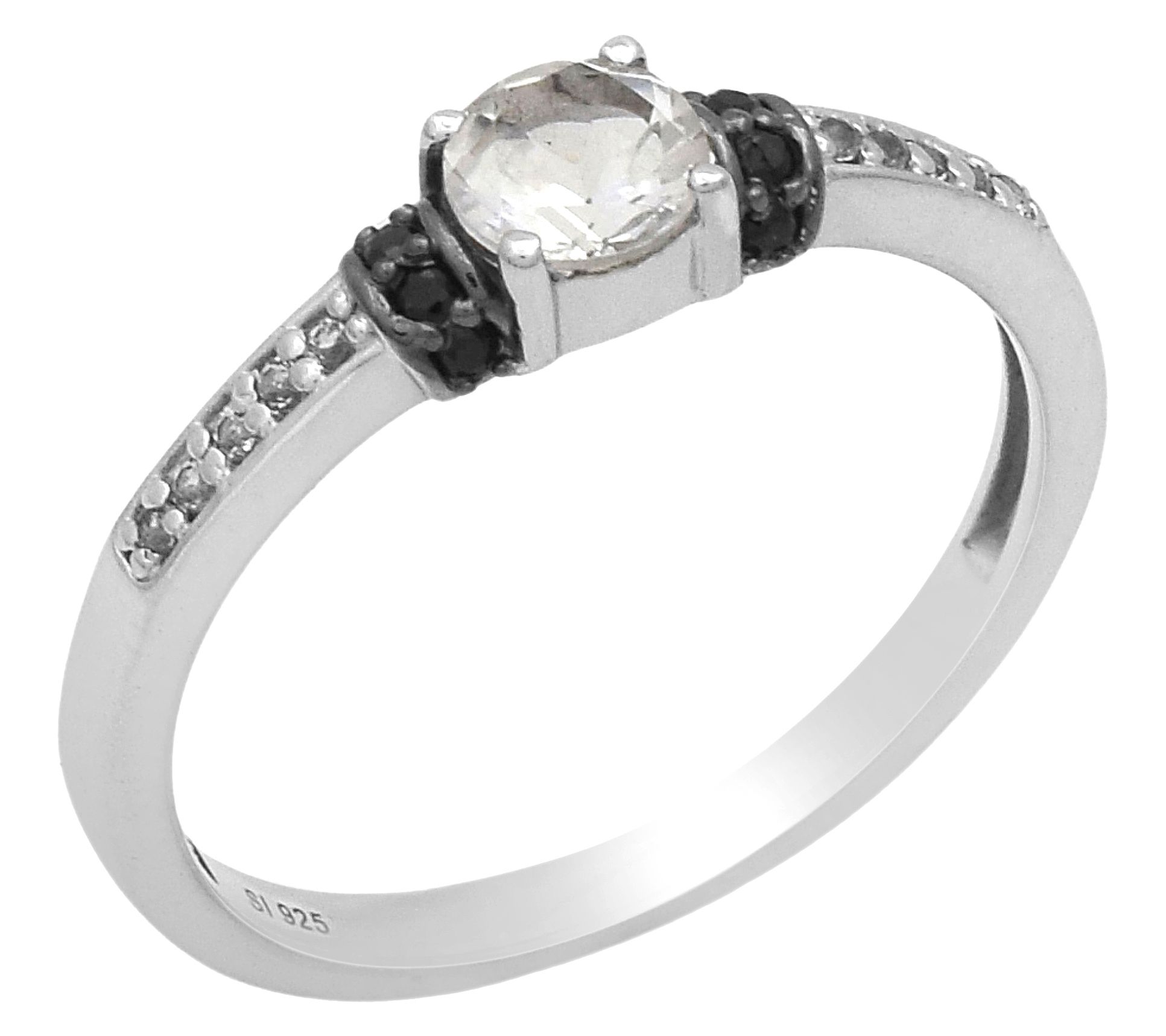 Affinity Gems White Topaz & Black Spinel AccentRing, Sterling